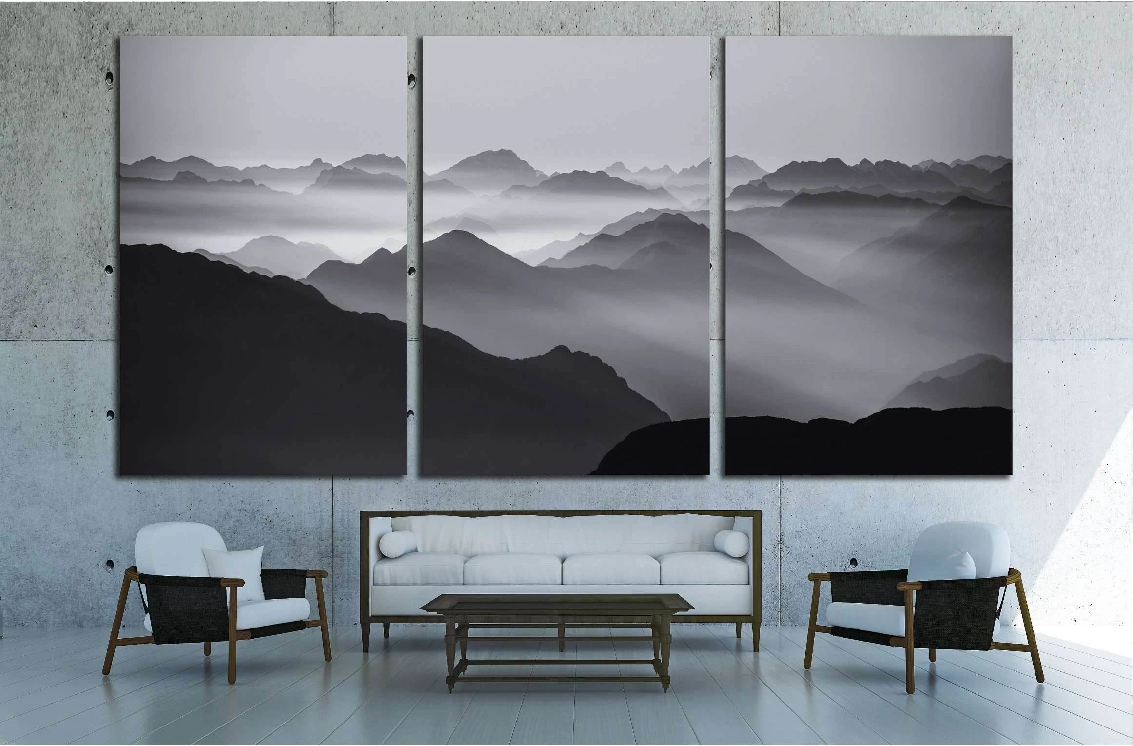 Mountain silhouettes №3196 Ready to Hang Canvas Print - Zellart Canvas Prints ALL_Products, s-3196