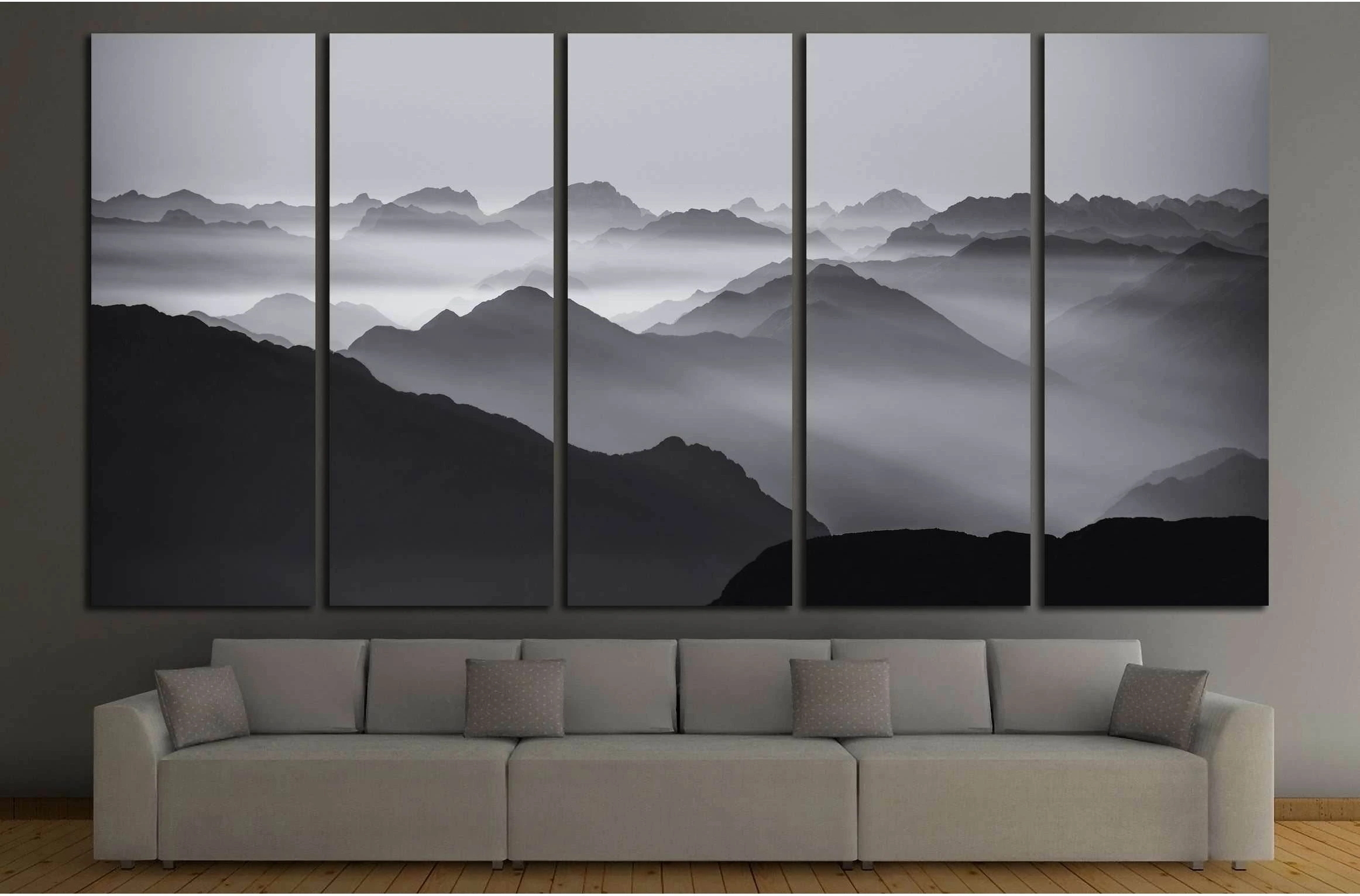 Mountain silhouettes №3196 Ready to Hang Canvas Print - Zellart Canvas Prints ALL_Products, s-3196
