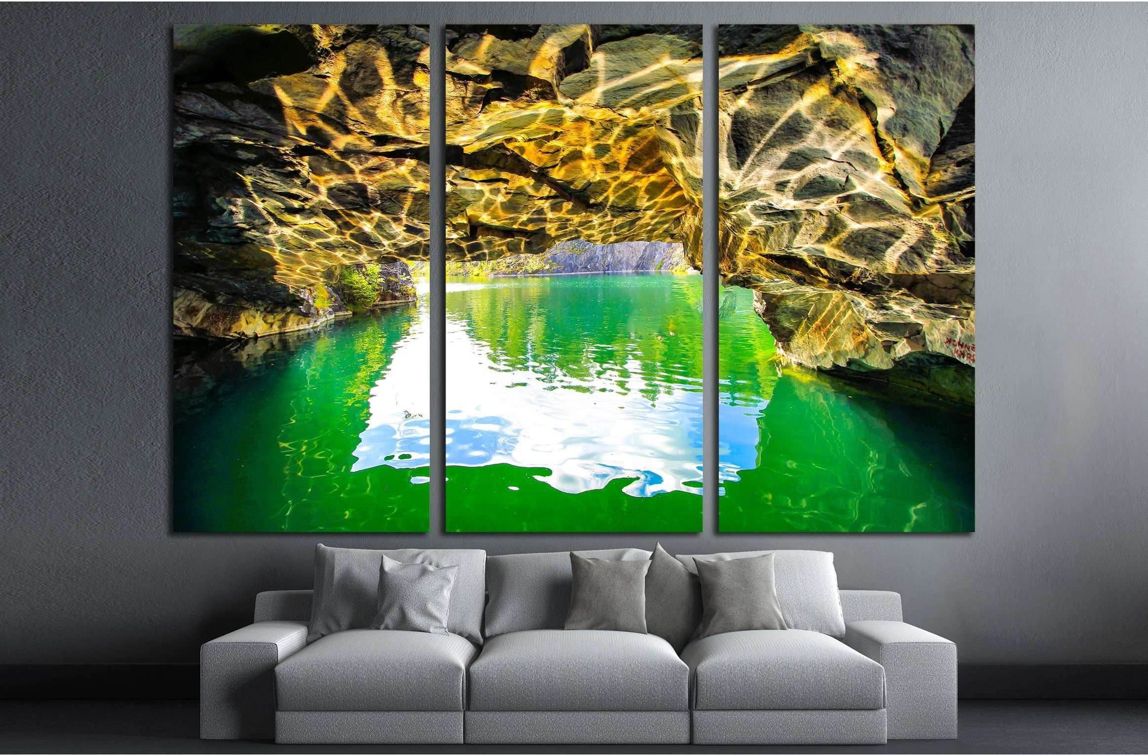 Mountain water cave entrance №2906 Ready to Hang Canvas Print - Zellart Canvas Prints ALL_Products, s-2906