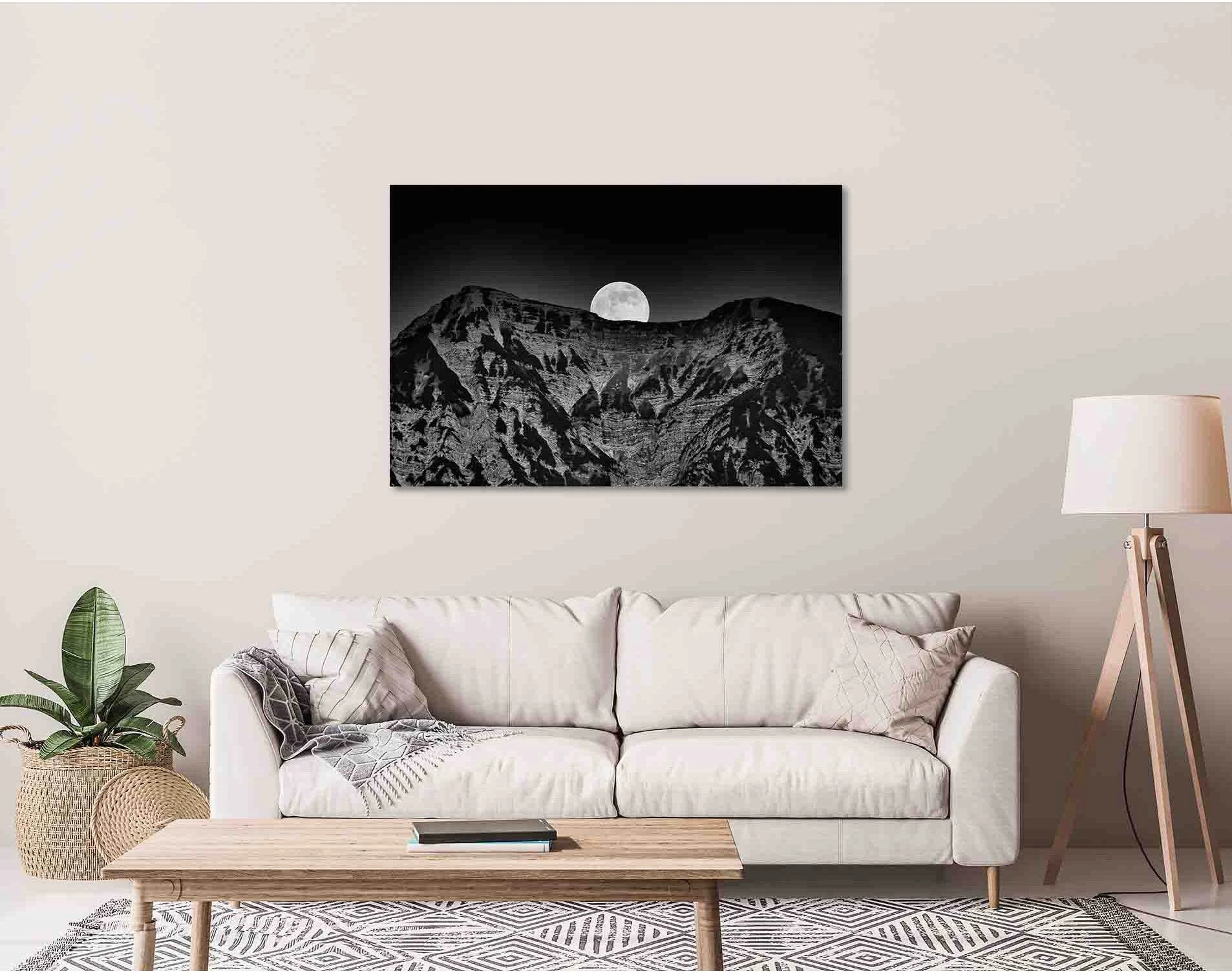 Mountains at night №D2830 Ready to Hang Canvas Print - Zellart Canvas Prints 0new, ALL_Products, Black & White Wall Art