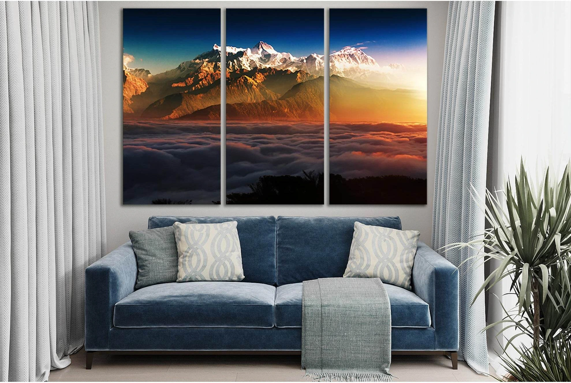 Mountains In Clouds №SL1590 Ready to Hang Canvas Print - Zellart Canvas Prints 0new, ALL_Products, Mountains Wall Art, Nature Wall Art