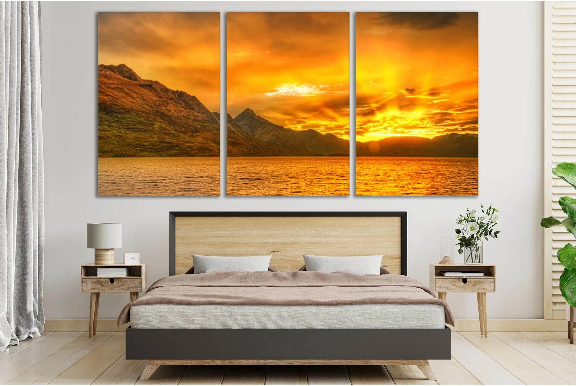 Mountains Sea At Sunset №SL247 Ready to Hang Canvas Print - Zellart Canvas Prints 0new, ALL_Products, SUNRISE & SUNSET WALL ART