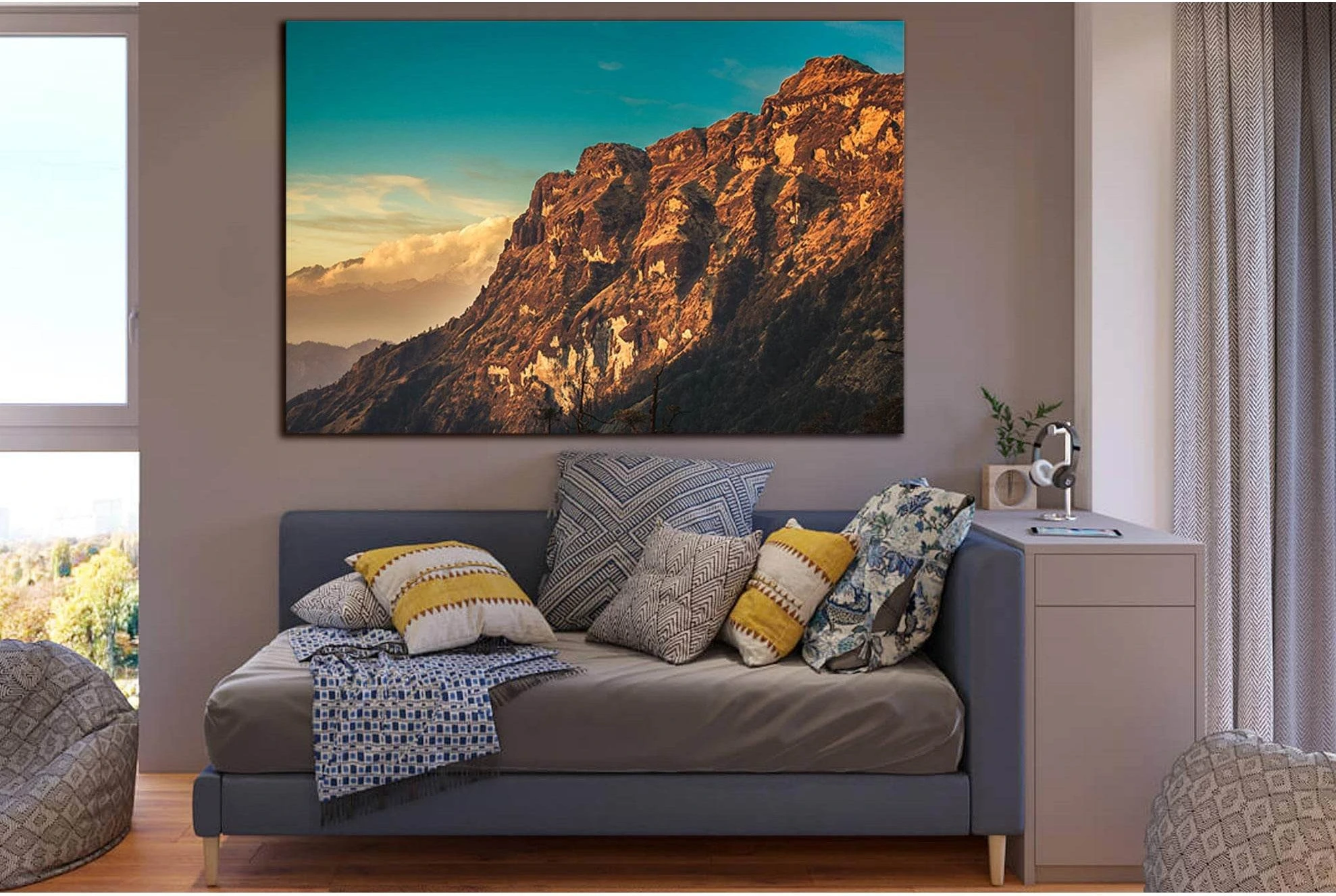 Mountains Snow And Clouds Landscape №SL1588 Ready to Hang Canvas Print - Zellart Canvas Prints 0new, ALL_Products, Mountains Wall Art, Nature Wall Art