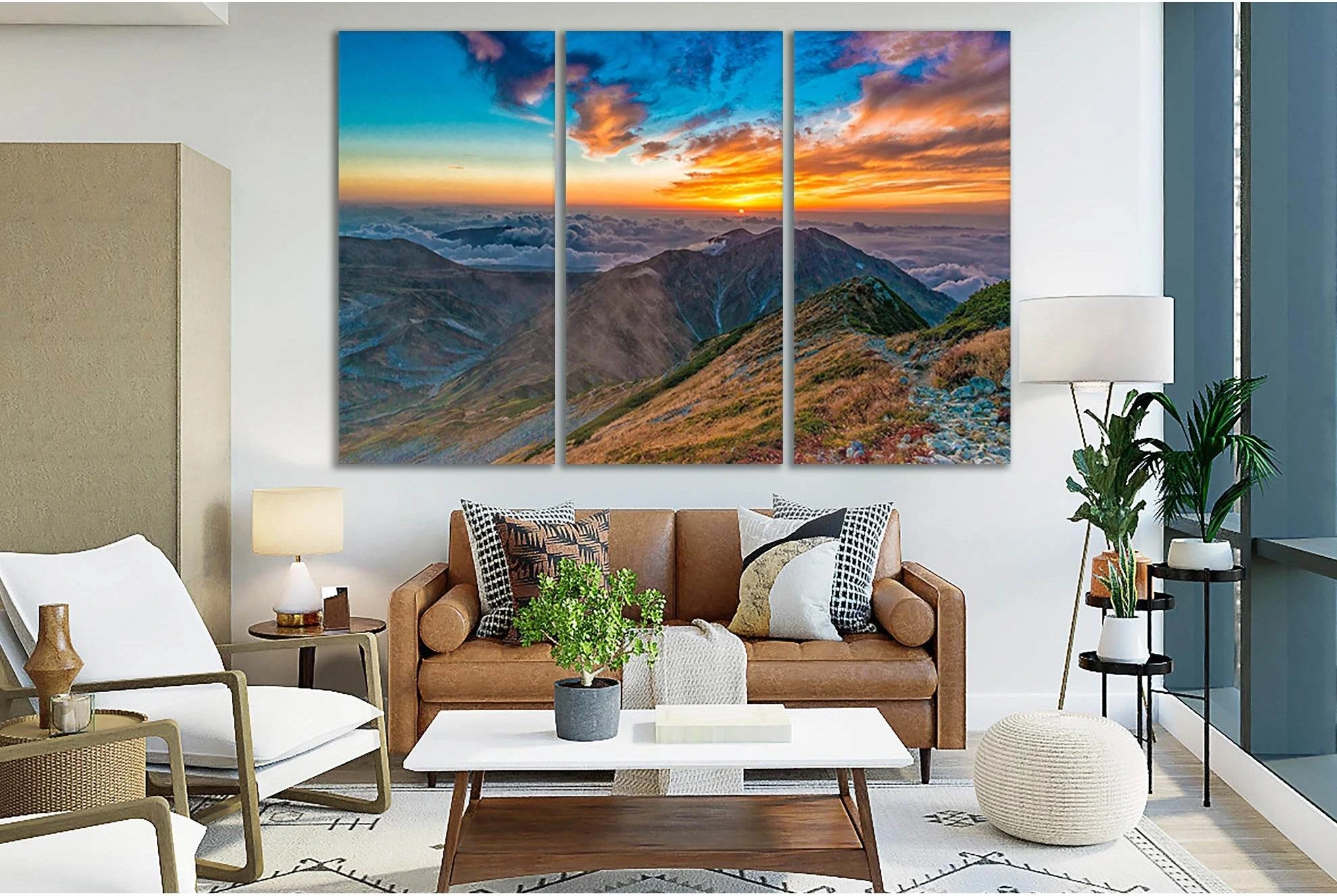 Mountains Under Cloudy Sky №SL298 Ready to Hang Canvas Print - Zellart Canvas Prints 0new, ALL_Products, SUNRISE & SUNSET WALL ART