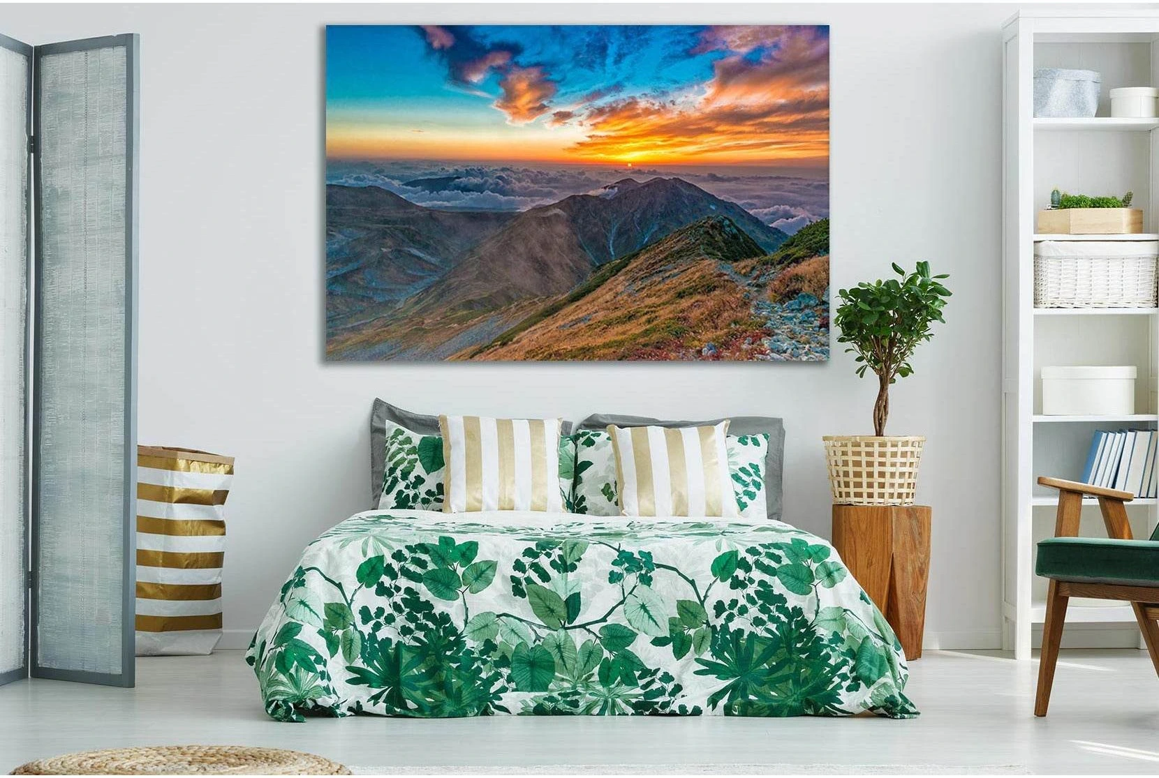 Mountains Under Cloudy Sky №SL298 Ready to Hang Canvas Print - Zellart Canvas Prints 0new, ALL_Products, SUNRISE & SUNSET WALL ART