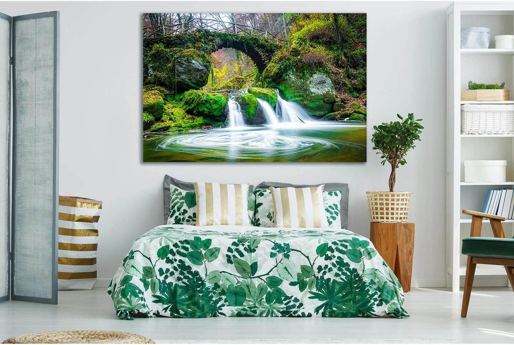 Mullerthal Region Luxembourg Waterfall №SL463 Ready to Hang Canvas Print - Zellart Canvas Prints 0new, ALL_Products, Waterfall, Waterfall Wall Art