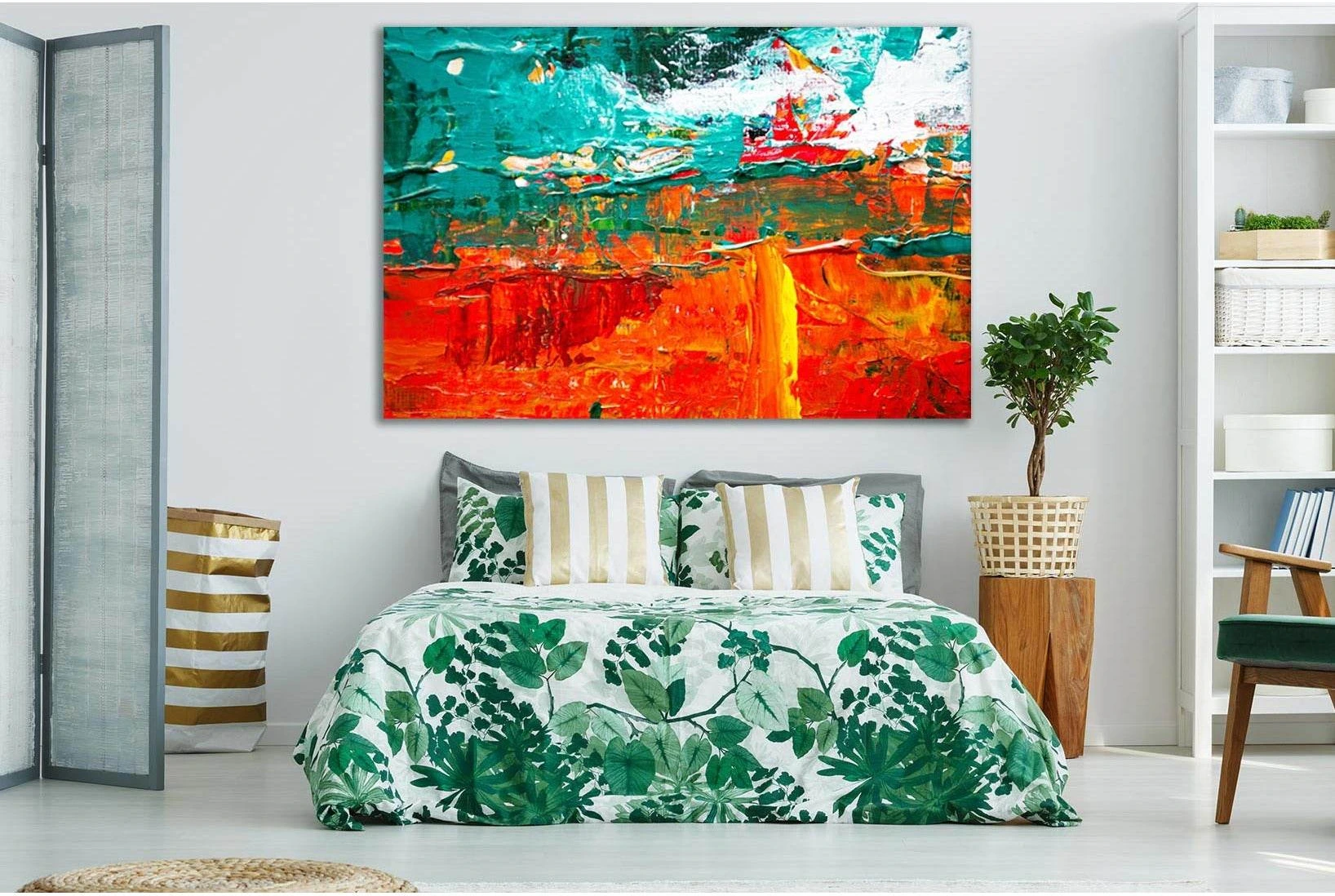 Multicolored Abstract Painting №SL556 Ready to Hang Canvas Print - Zellart Canvas Prints 0new, ALL_Products, Oil Painting Wall Art