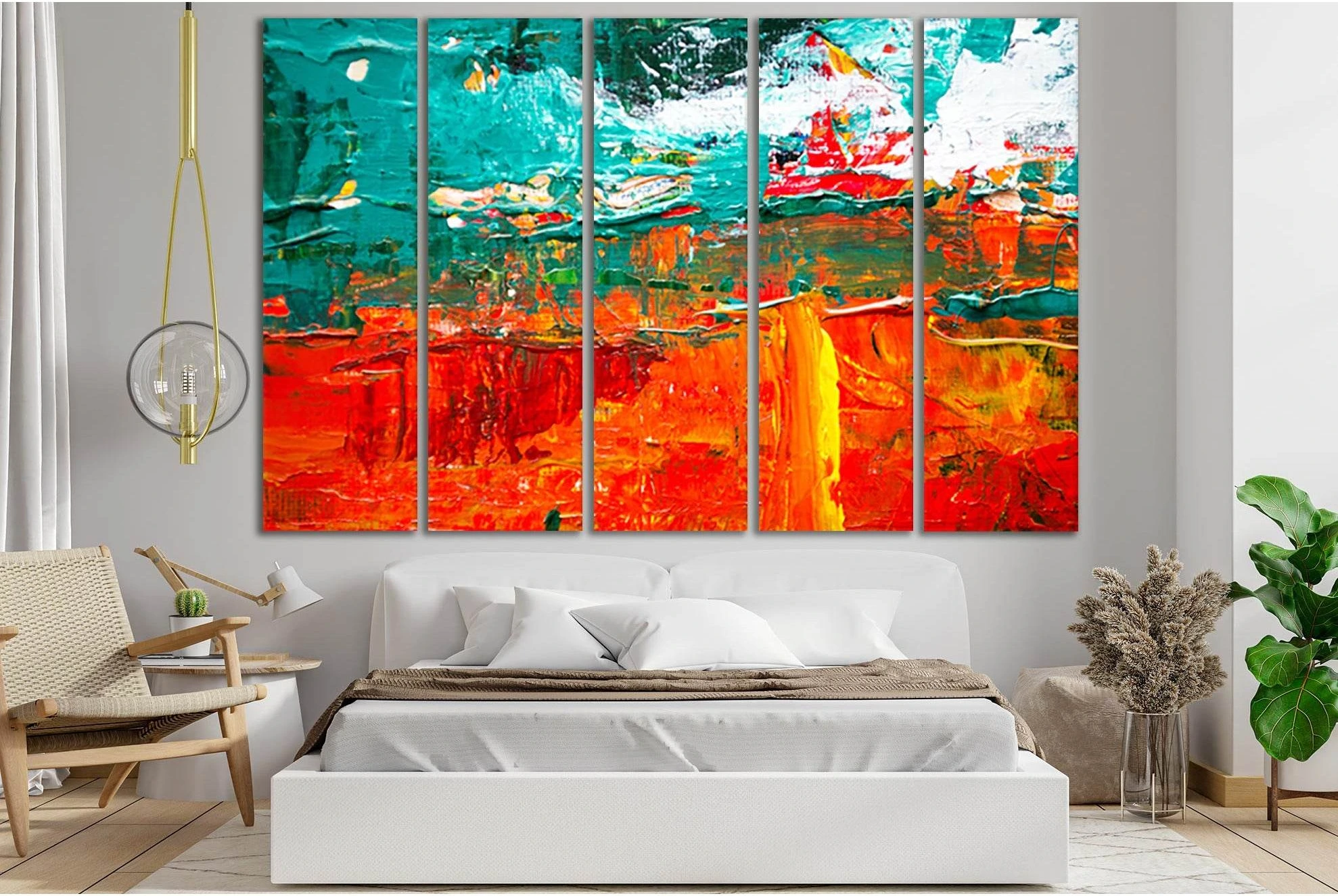 Multicolored Abstract Painting №SL556 Ready to Hang Canvas Print - Zellart Canvas Prints 0new, ALL_Products, Oil Painting Wall Art