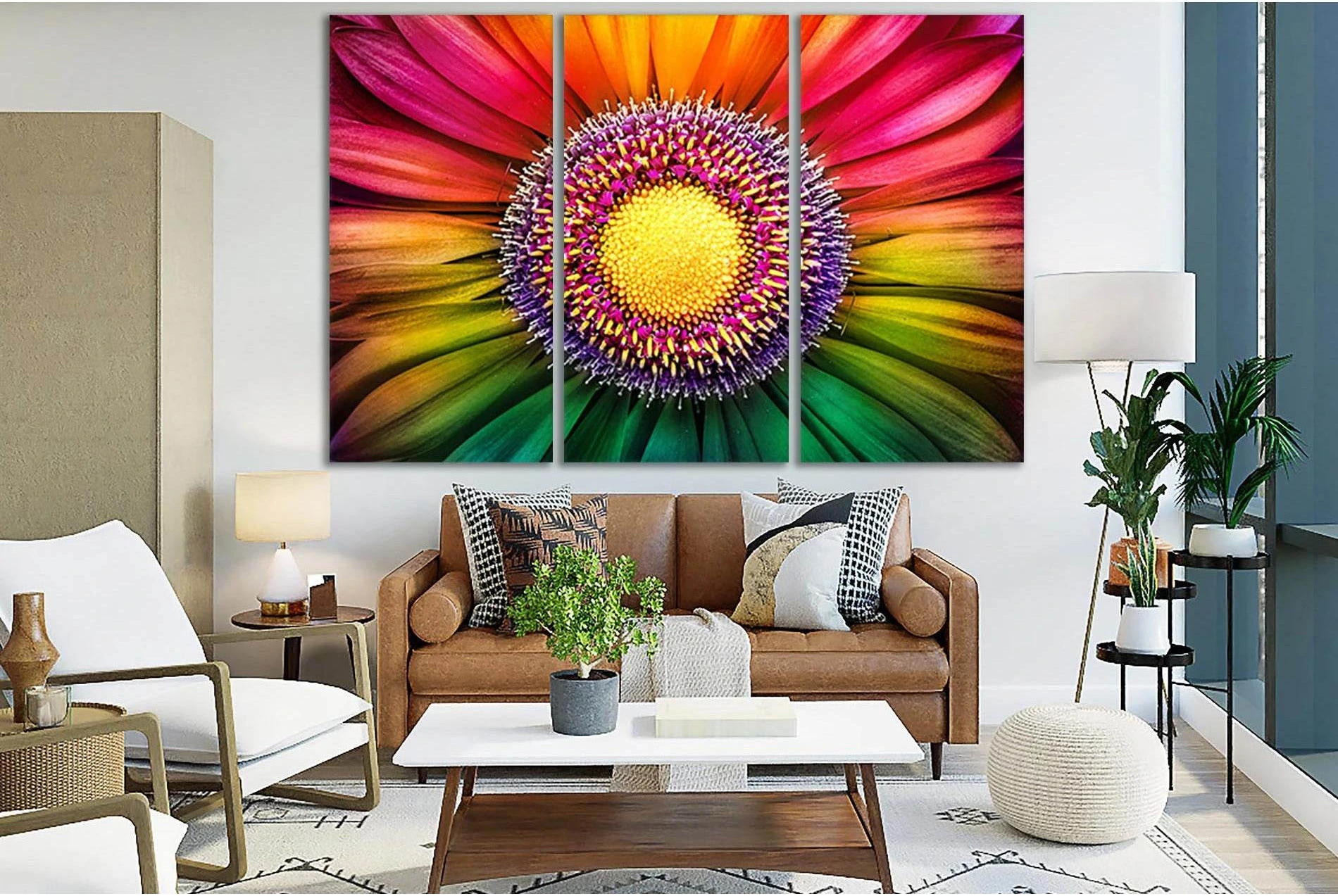 Multicolored Flower №SL718 Ready to Hang Canvas Print - Zellart Canvas Prints 0new, ALL_Products, Floral & Botanical Wall Art