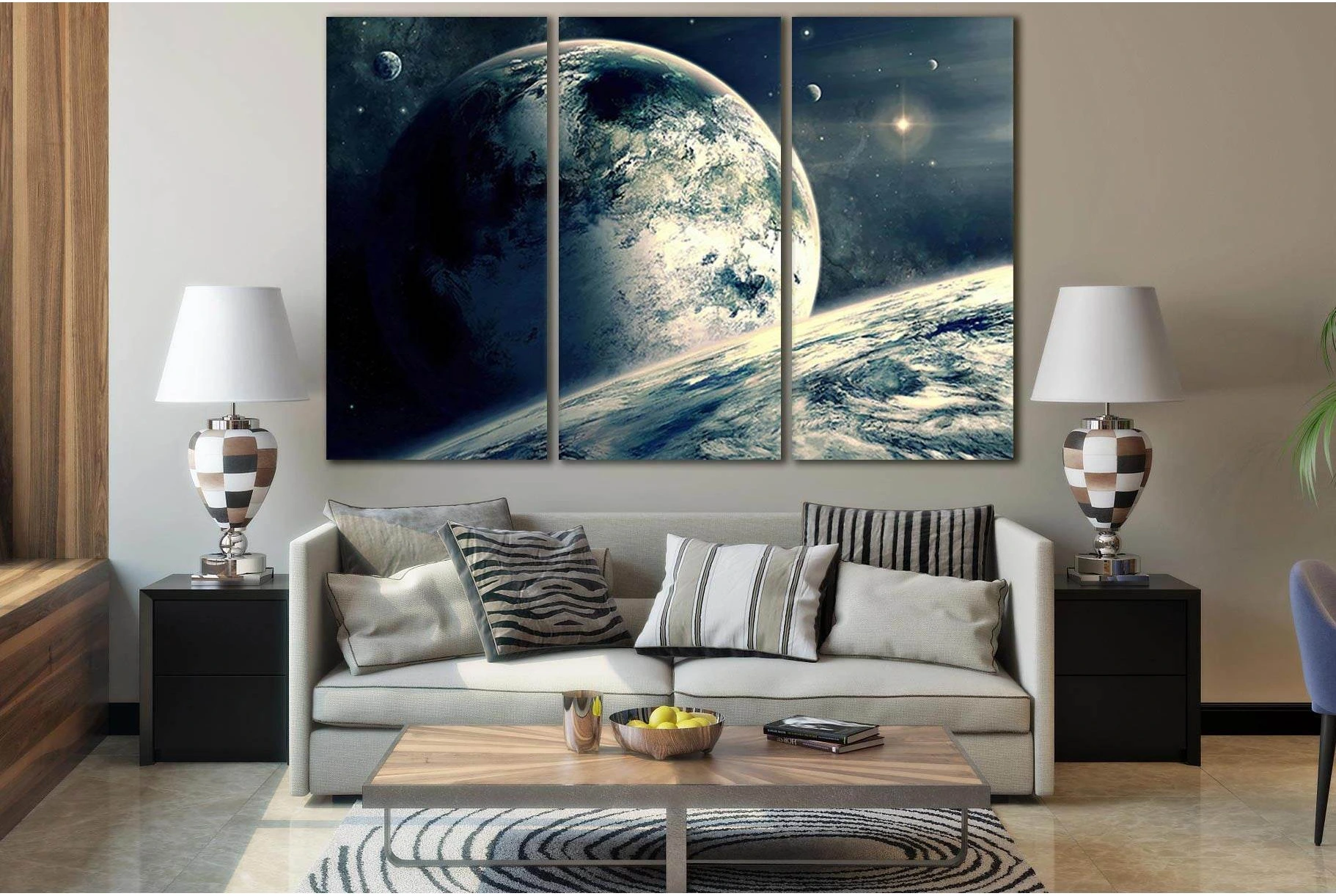 Mysterious Planets In Far Space №SL393 Ready to Hang Canvas Print - Zellart Canvas Prints 0new, ALL_Products, Astronomy & Space Canvas Wall Art