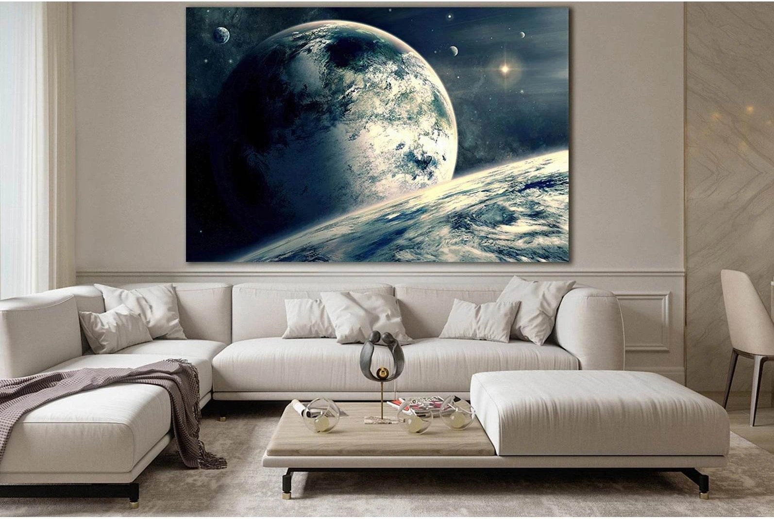 Mysterious Planets In Far Space №SL393 Ready to Hang Canvas Print - Zellart Canvas Prints 0new, ALL_Products, Astronomy & Space Canvas Wall Art