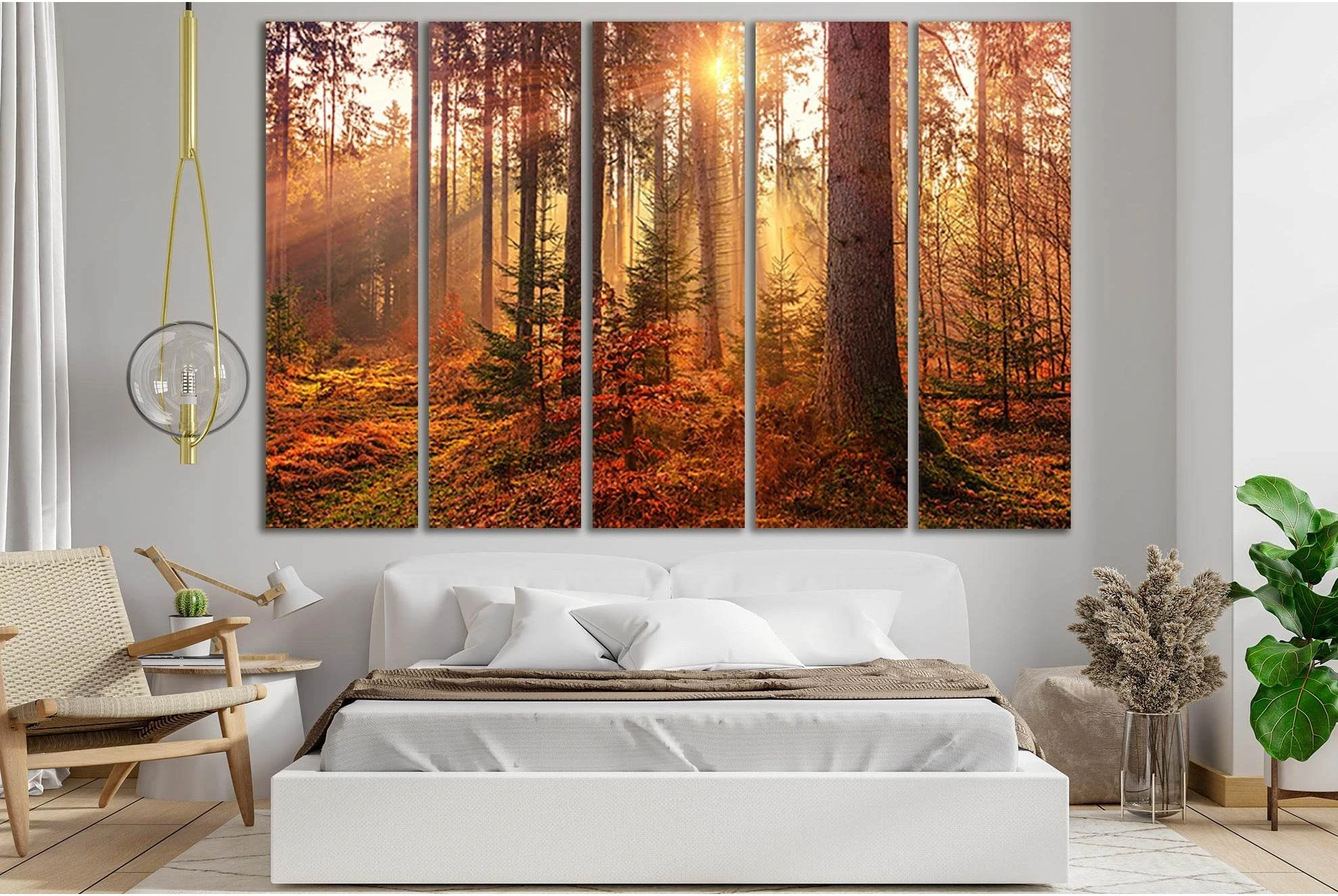 Mystery Autumn Forest And Sun Light №SL518 Ready to Hang Canvas Print - Zellart Canvas Prints 0new, ALL_Products, Trees Wall Art