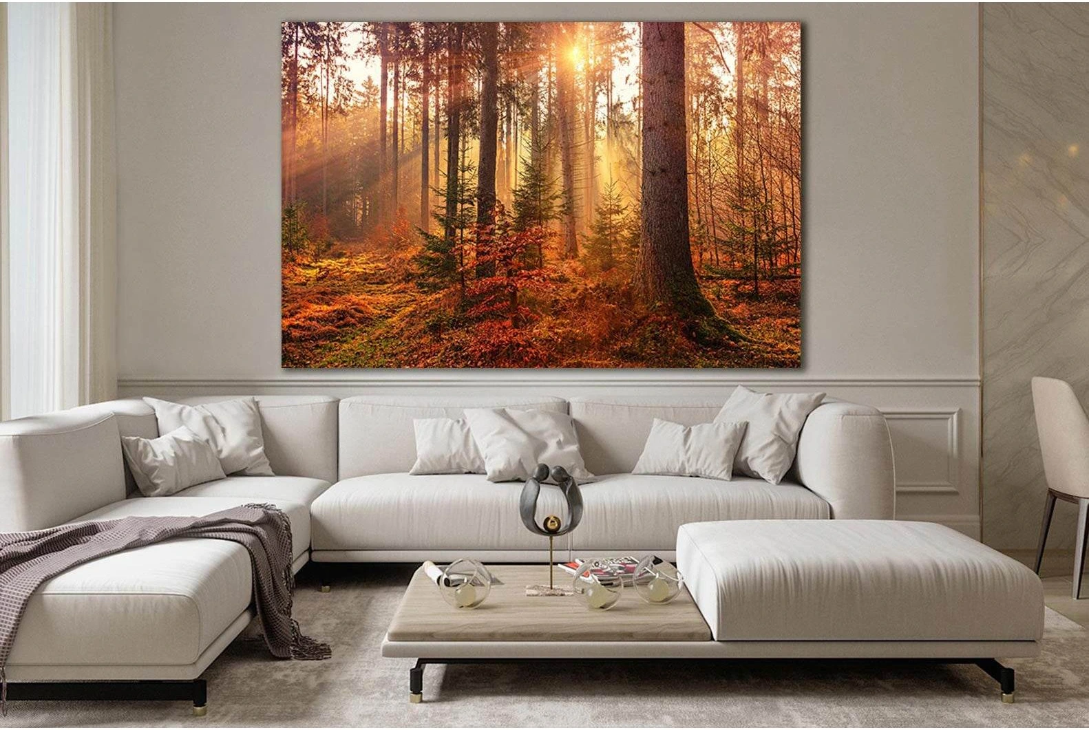 Mystery Autumn Forest And Sun Light №SL518 Ready to Hang Canvas Print - Zellart Canvas Prints 0new, ALL_Products, Trees Wall Art