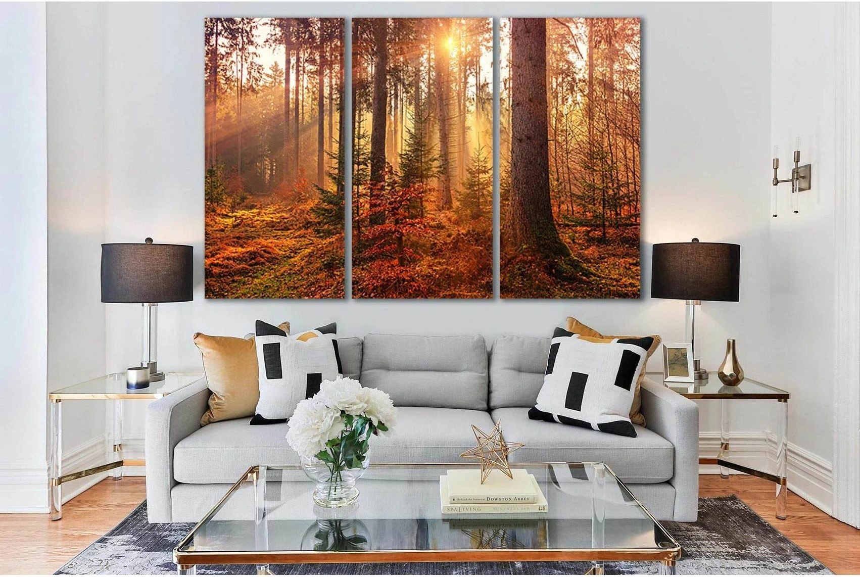 Mystery Autumn Forest And Sun Light №SL518 Ready to Hang Canvas Print - Zellart Canvas Prints 0new, ALL_Products, Trees Wall Art