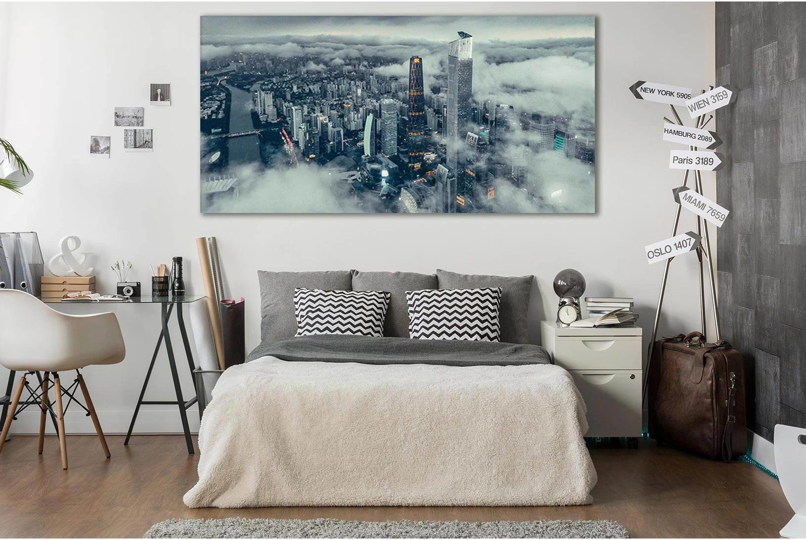 Mystical Clouds Above The City №SL327 Ready to Hang Canvas Print - Zellart Canvas Prints 0new, ALL_Products, Cityscapes & Skylines