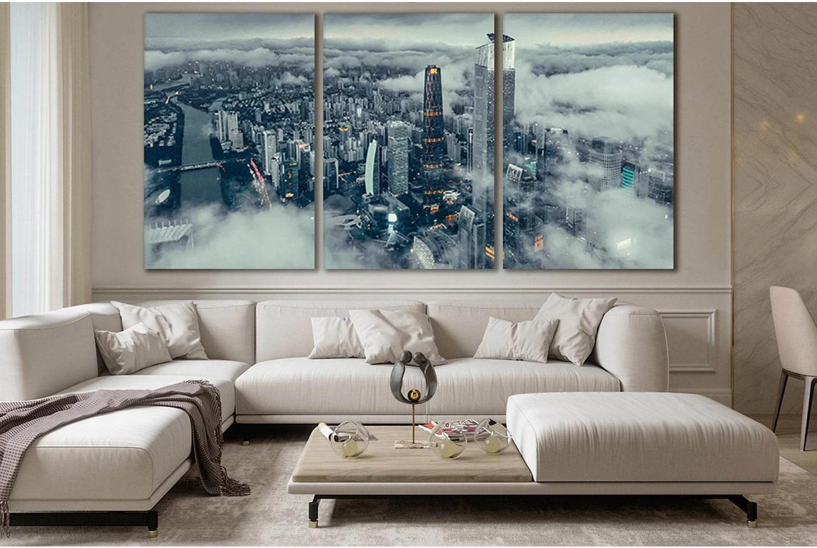 Mystical Clouds Above The City №SL327 Ready to Hang Canvas Print - Zellart Canvas Prints 0new, ALL_Products, Cityscapes & Skylines