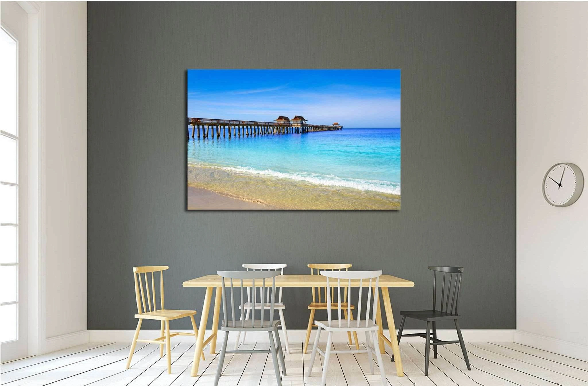 Naples Pier and beach in florida USA sunny day №1904 Ready to Hang Canvas Print - Zellart Canvas Prints ALL_Products, s-1904