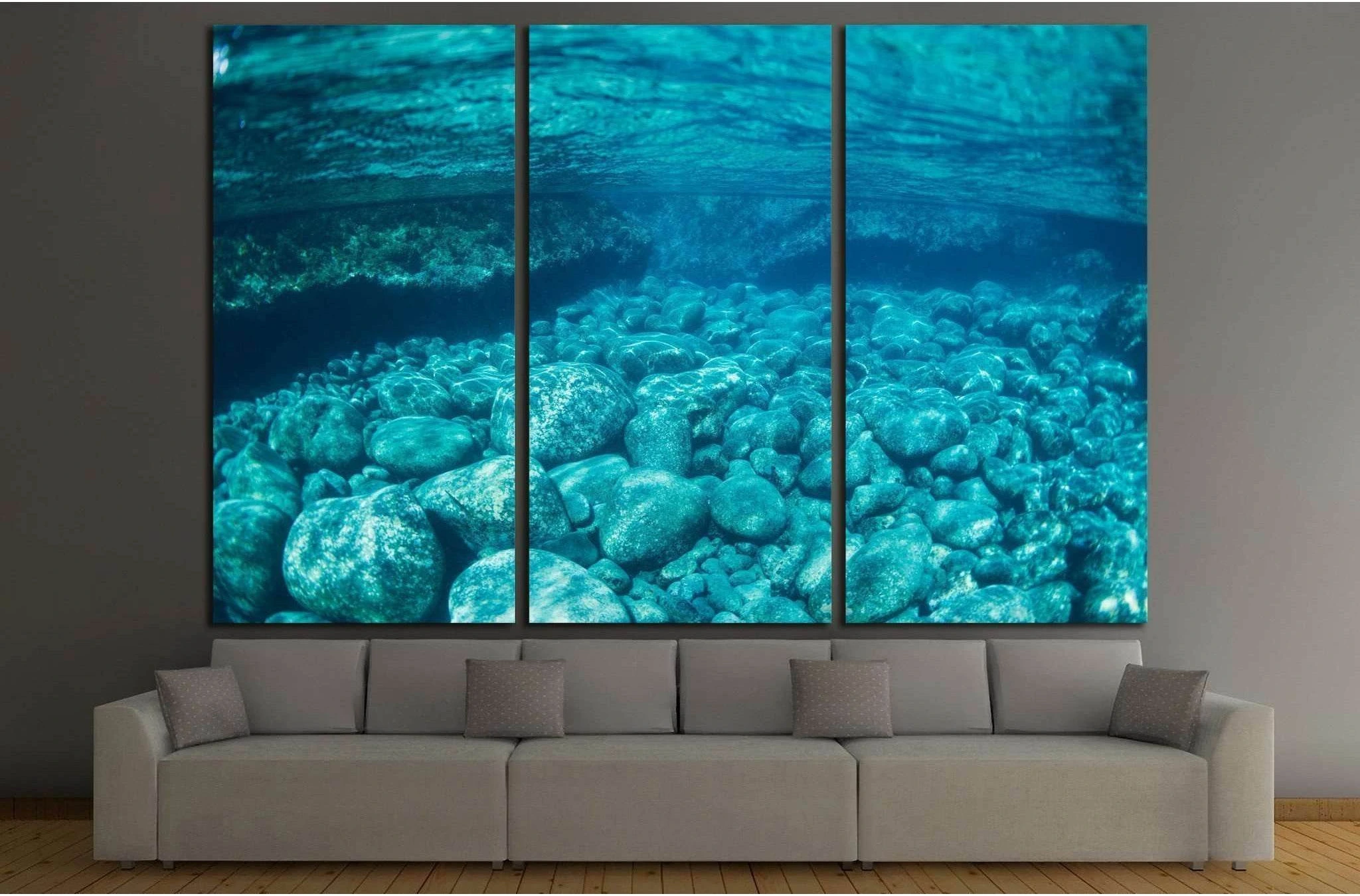 Natural Blue Water Pool, Underwater View №1396 Ready to Hang Canvas Print - Zellart Canvas Prints ALL_Products, s-1396