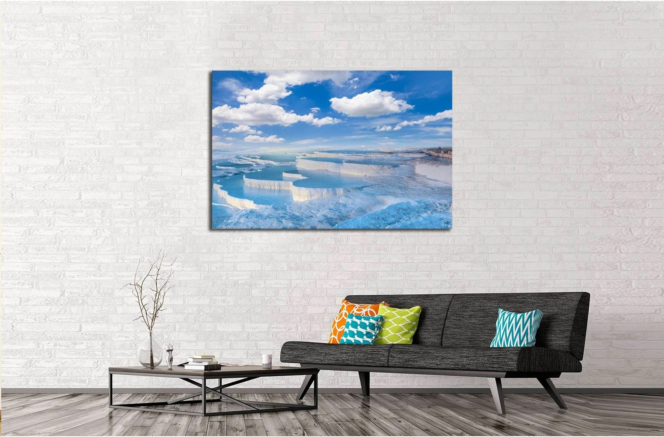 Natural travertine pools and terraces in Pamukkale №3140 Ready to Hang Canvas Print - Zellart Canvas Prints ALL_Products, s-3140