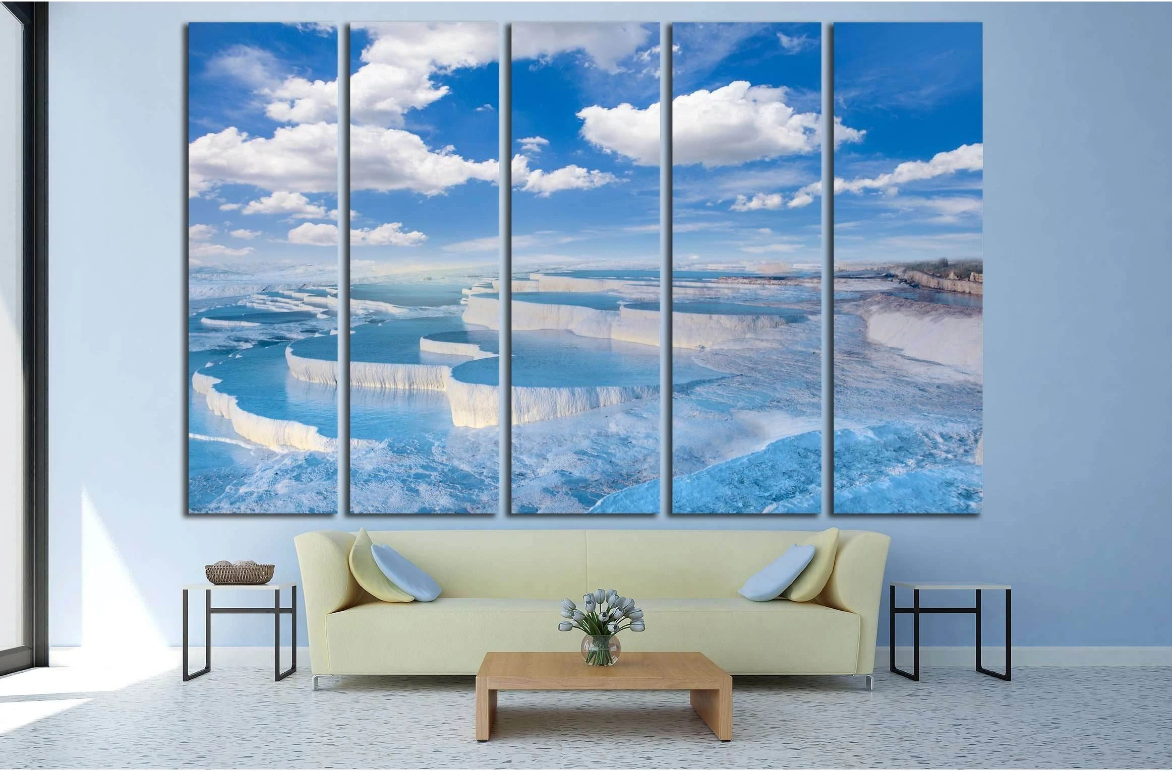 Natural travertine pools and terraces in Pamukkale №3140 Ready to Hang Canvas Print - Zellart Canvas Prints ALL_Products, s-3140