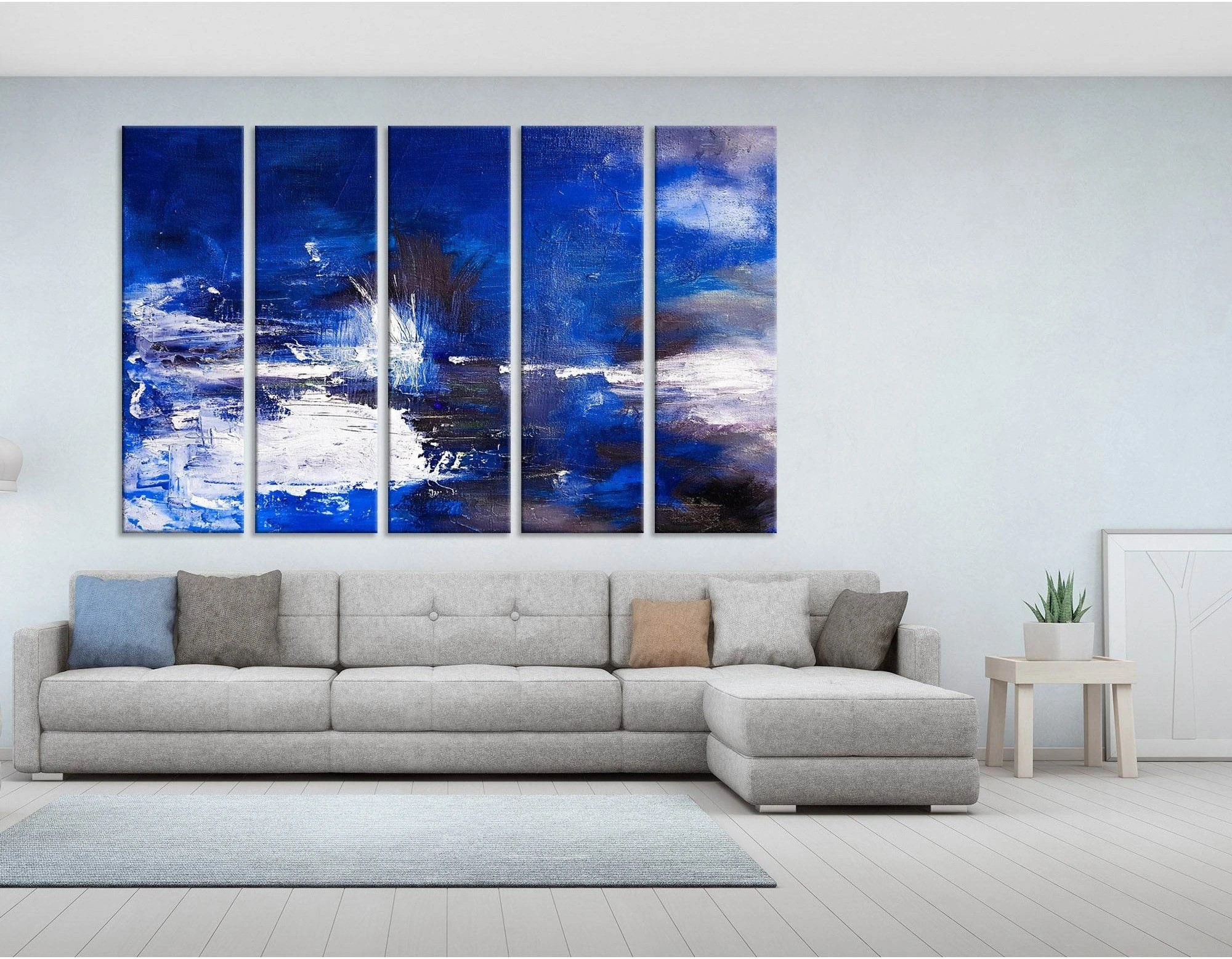 Navy Blue Abstract №04268 Ready to Hang Canvas Print - Zellart Canvas Prints ALL_Products