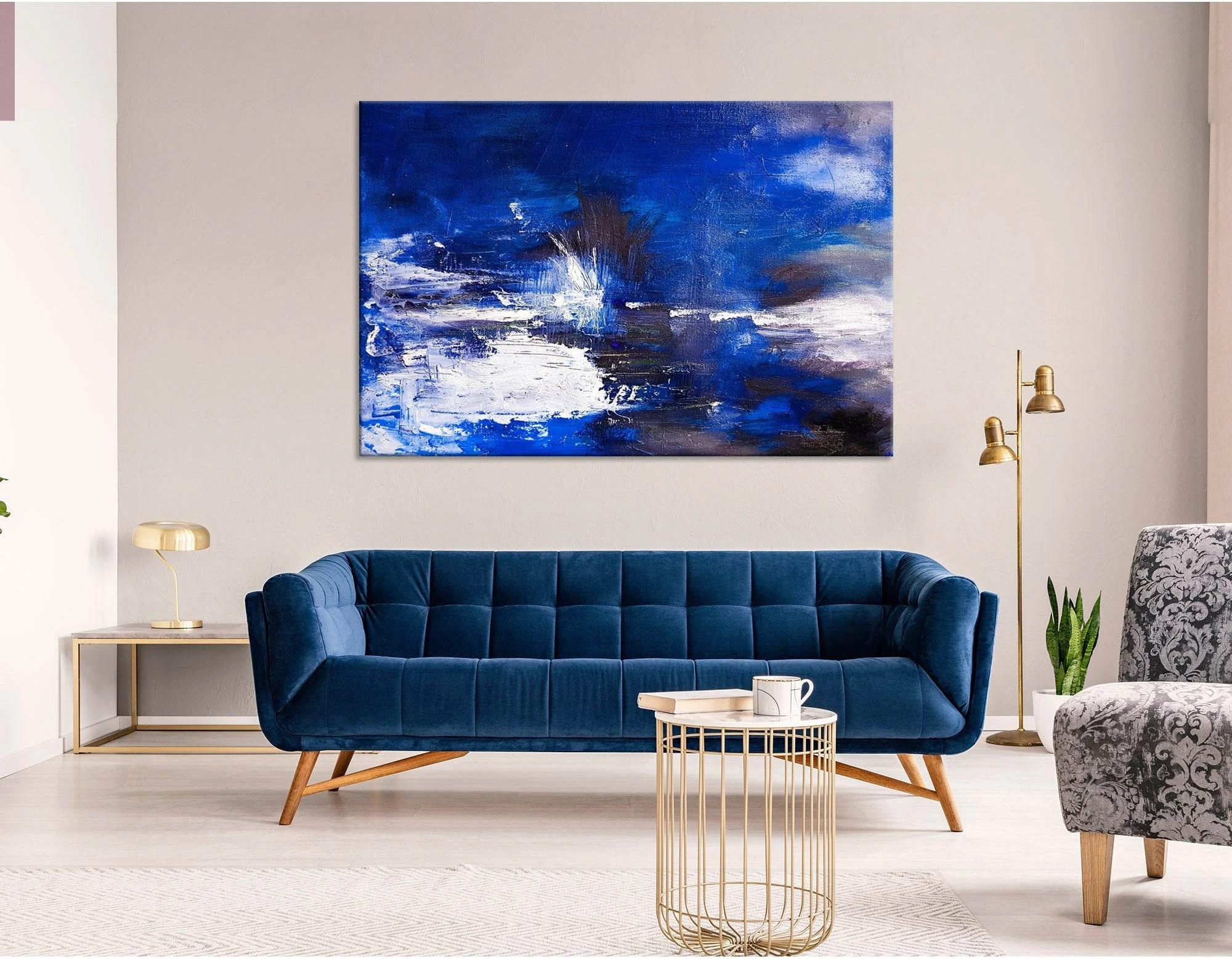 Navy Blue Abstract №04268 Ready to Hang Canvas Print - Zellart Canvas Prints ALL_Products