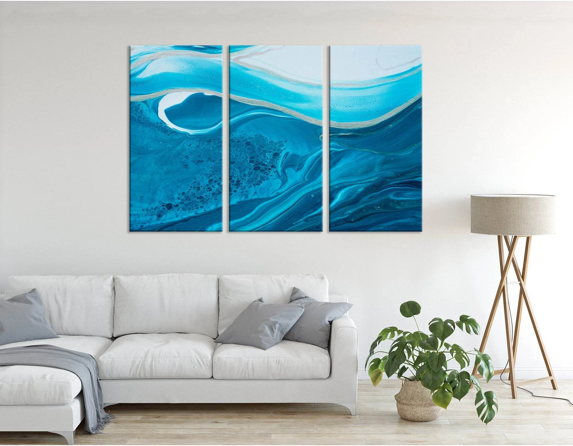 Navy Blue Abstract №04292 Ready to Hang Canvas Print - Zellart Canvas Prints ALL_Products