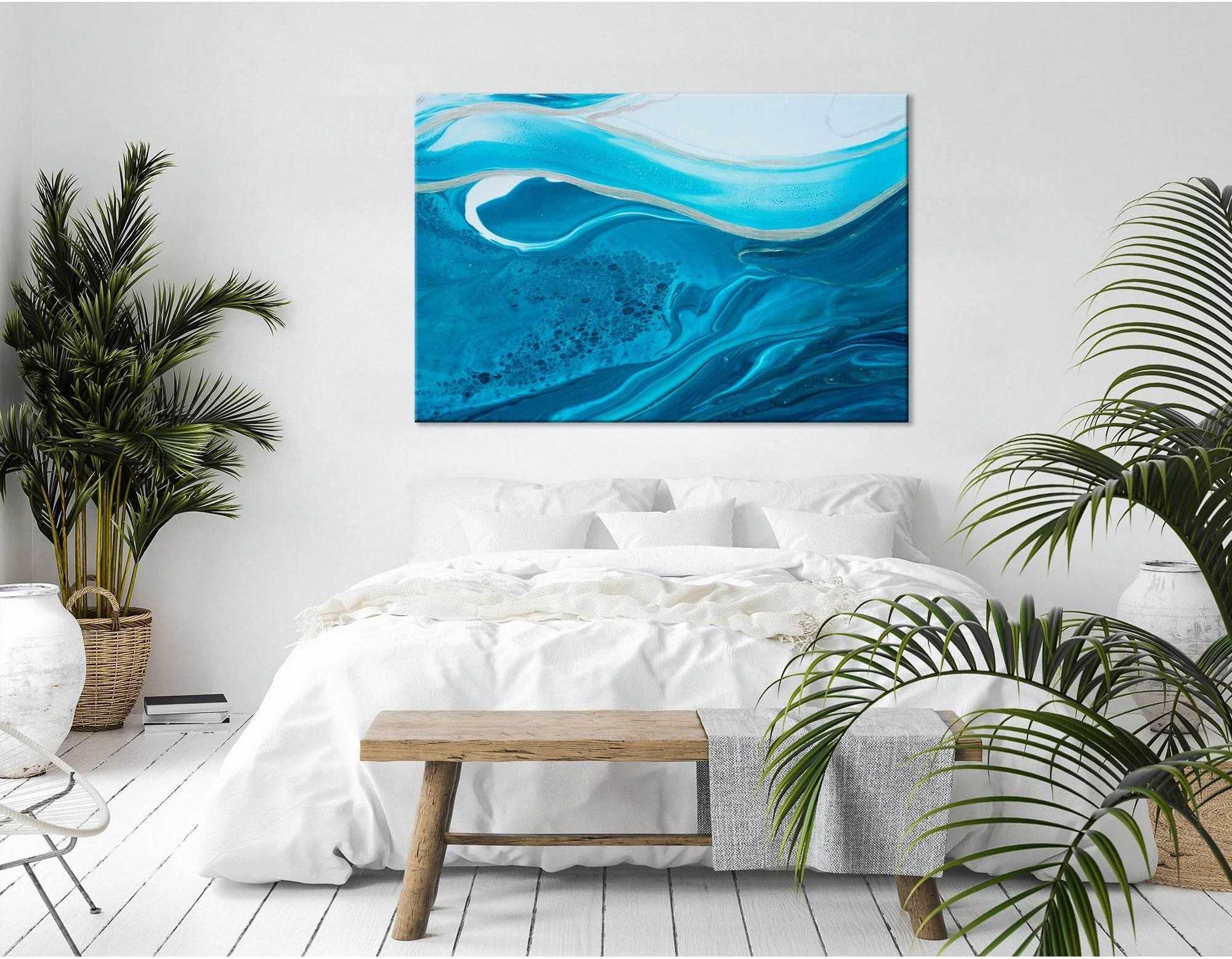 Navy Blue Abstract №04292 Ready to Hang Canvas Print - Zellart Canvas Prints ALL_Products