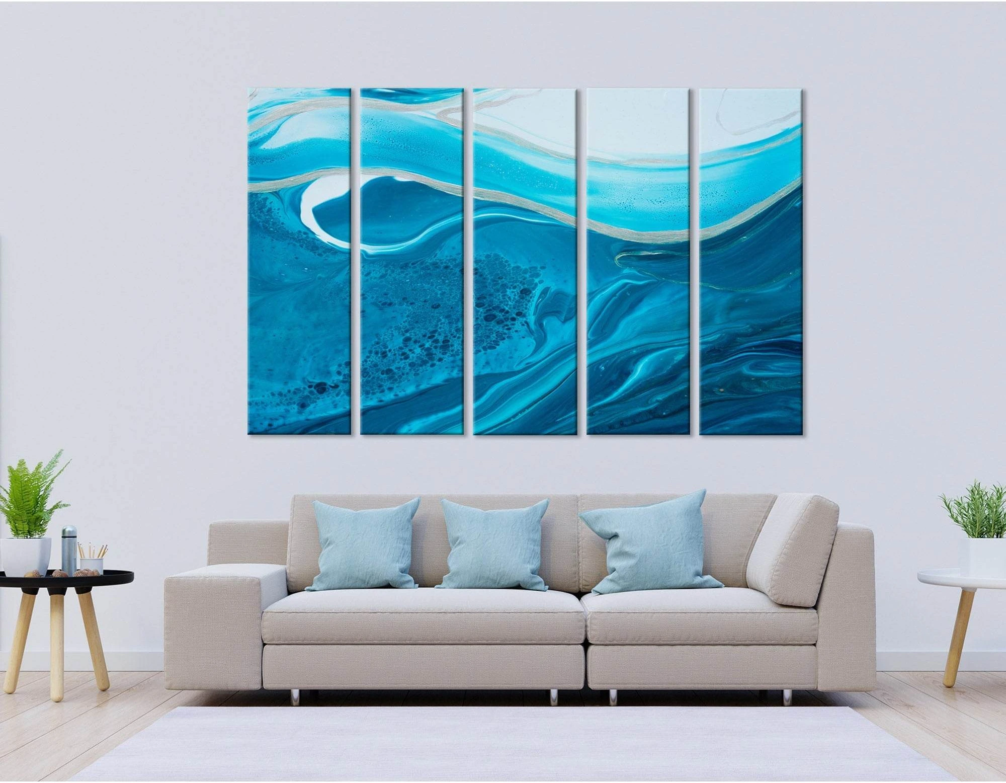 Navy Blue Abstract №04292 Ready to Hang Canvas Print - Zellart Canvas Prints ALL_Products