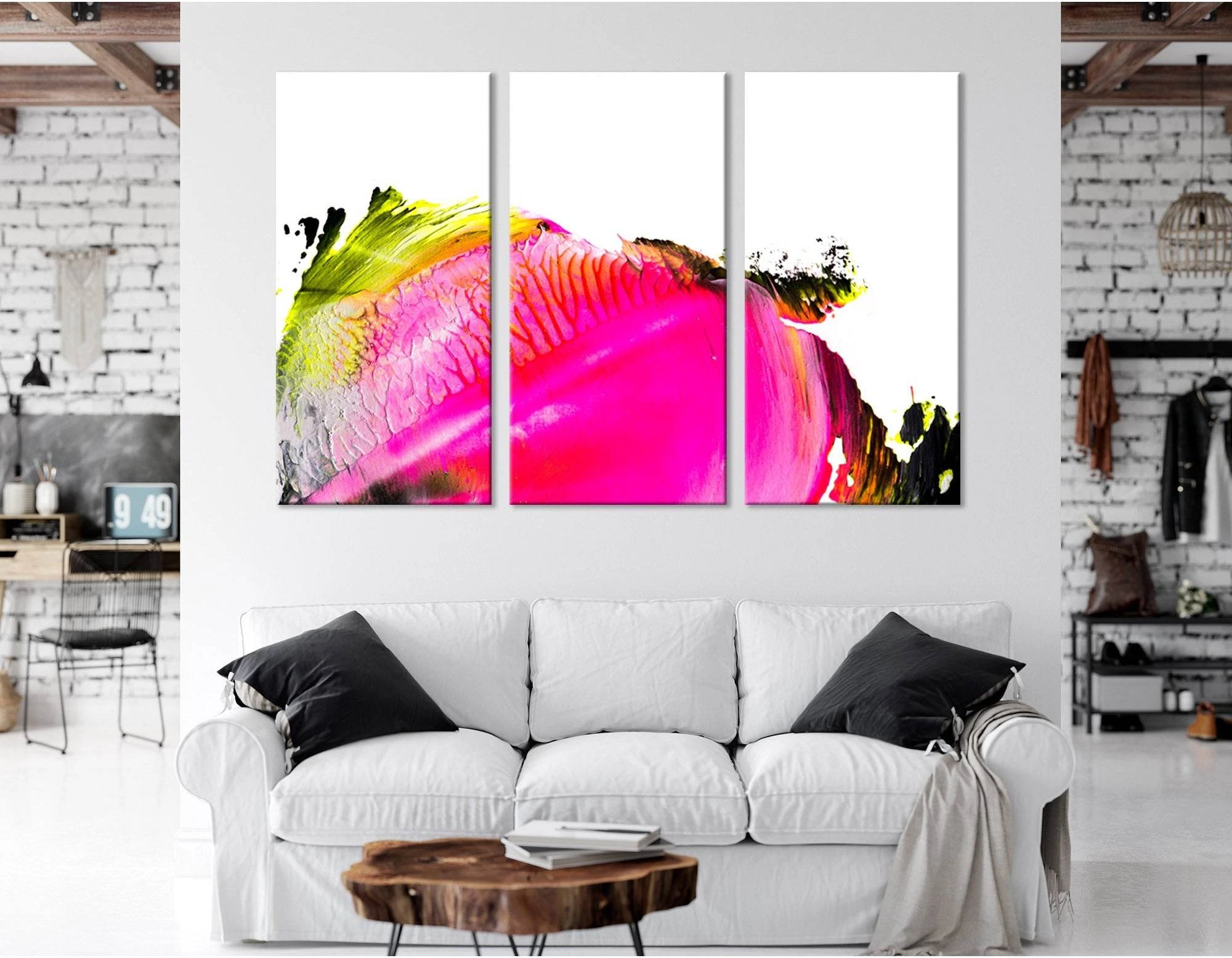 Neon Colors Against White Abstract №04299 Ready to Hang Canvas Print - Zellart Canvas Prints ALL_Products