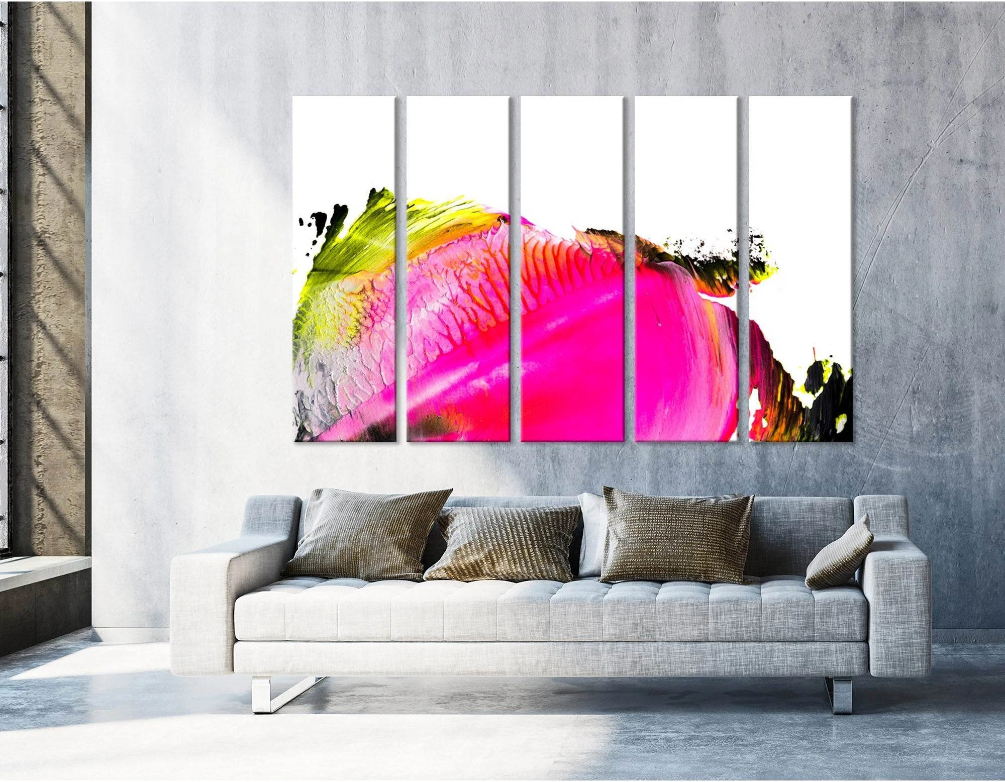 Neon Colors Against White Abstract №04299 Ready to Hang Canvas Print - Zellart Canvas Prints ALL_Products