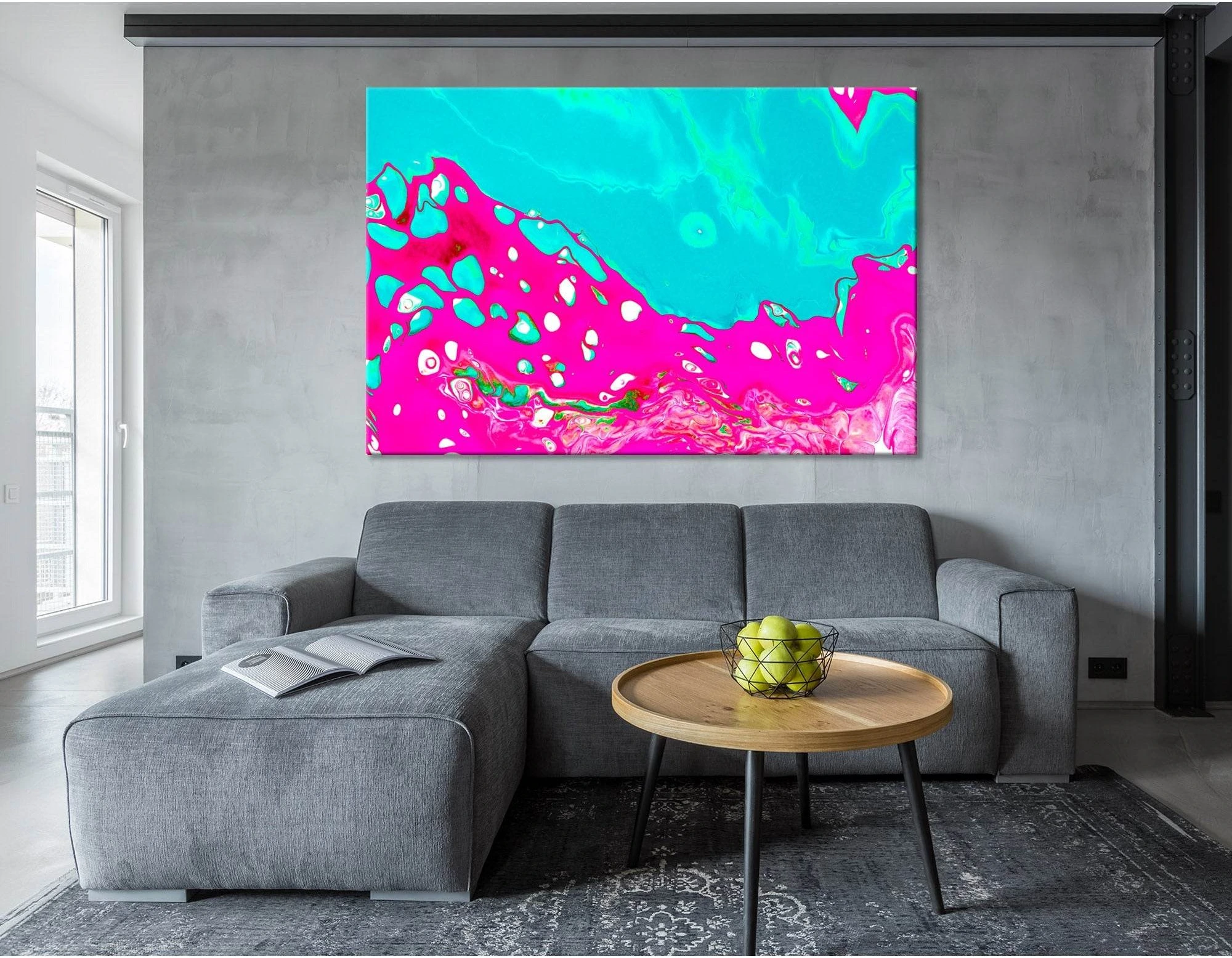 Neon Crimson And Blue Abstract №04417 Ready to Hang Canvas Print - Zellart Canvas Prints ALL_Products