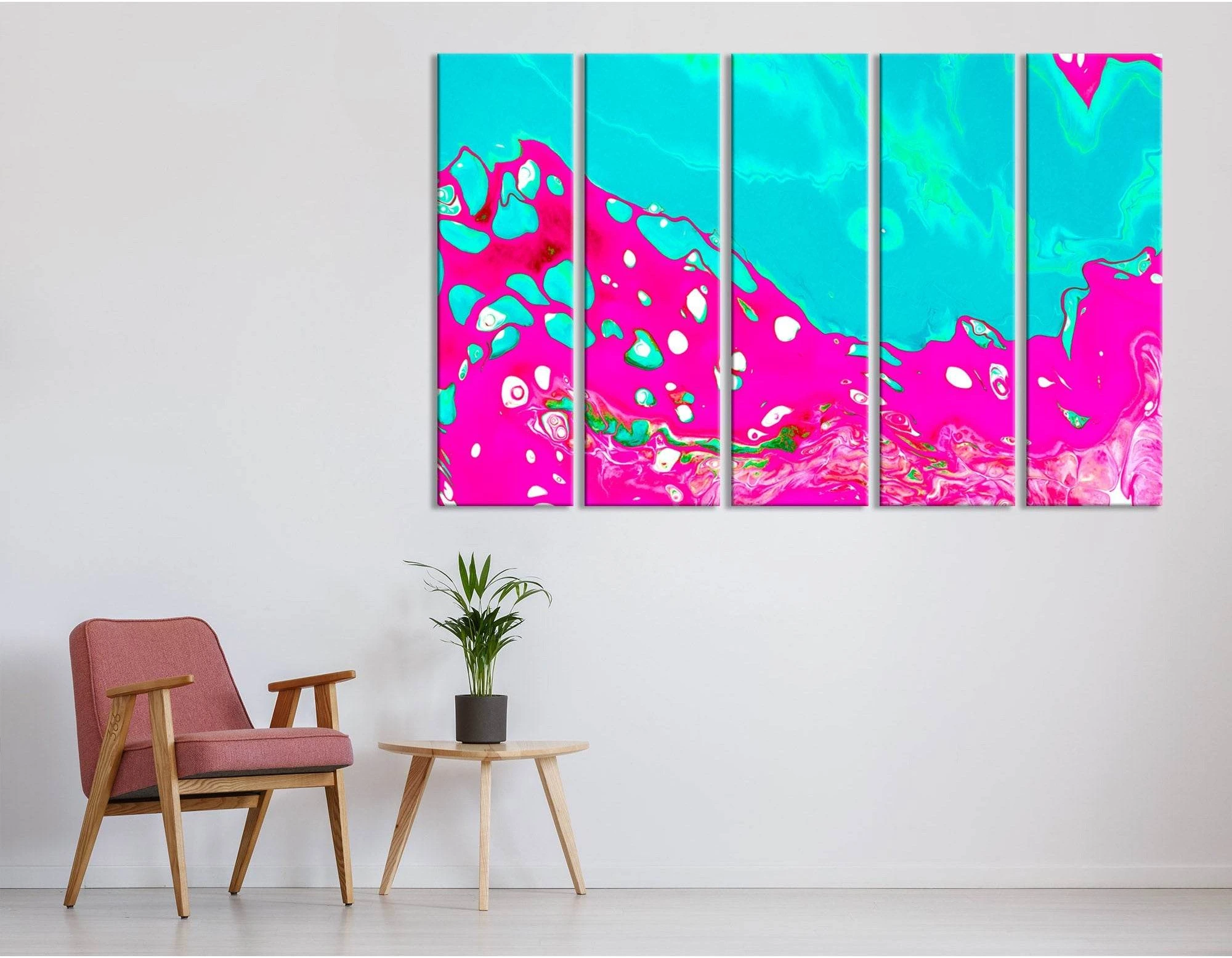 Neon Crimson And Blue Abstract №04417 Ready to Hang Canvas Print - Zellart Canvas Prints ALL_Products