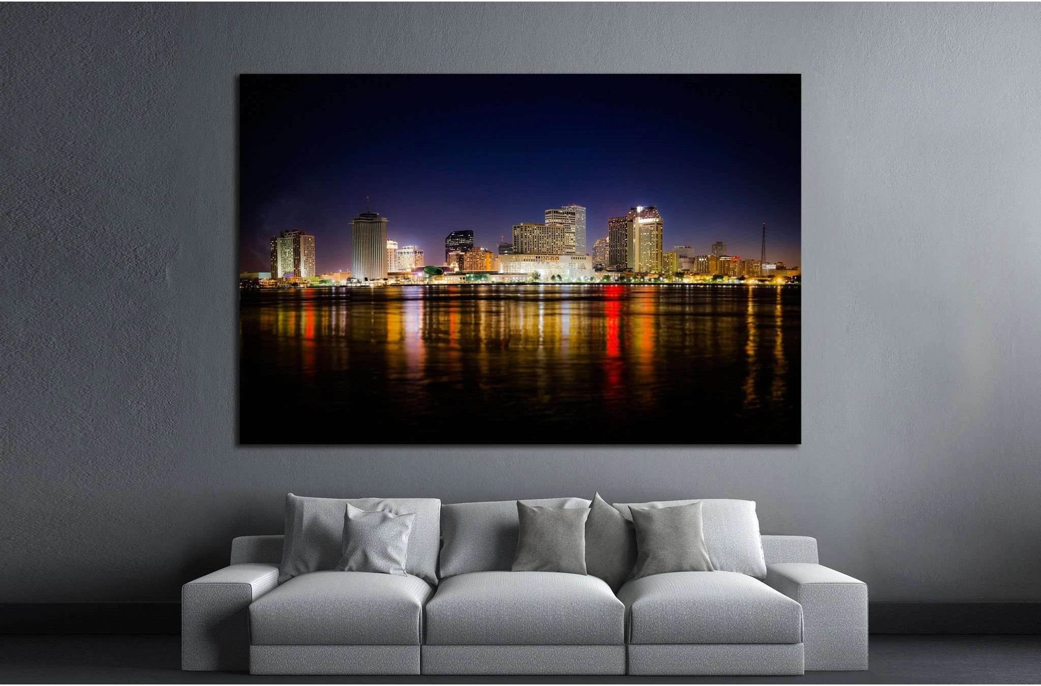 New Orleans Skyline at Night №1700 Ready to Hang Canvas Print - Zellart Canvas Prints ALL_Products, s-1700