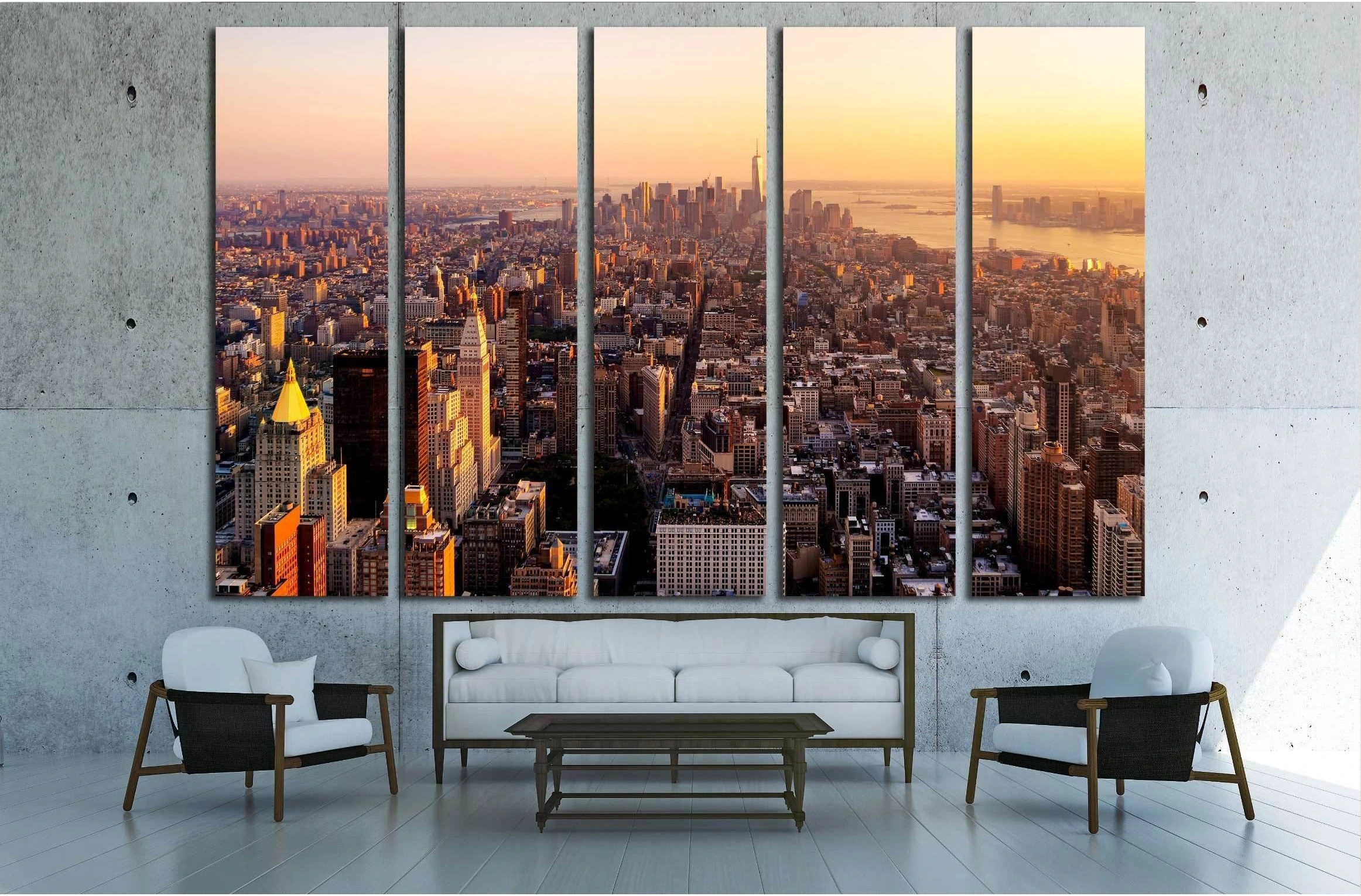 New York City at sunset №2992 Ready to Hang Canvas Print - Zellart Canvas Prints 0_NY_ART, ALL_Products, s-2992