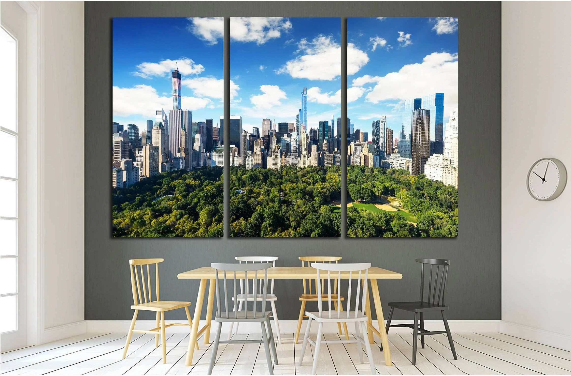 New York City, central park view to manhattan with park at sunny day №2273 Ready to Hang Canvas Print - Zellart Canvas Prints 0_NY_ART, ALL_Products, s-2273