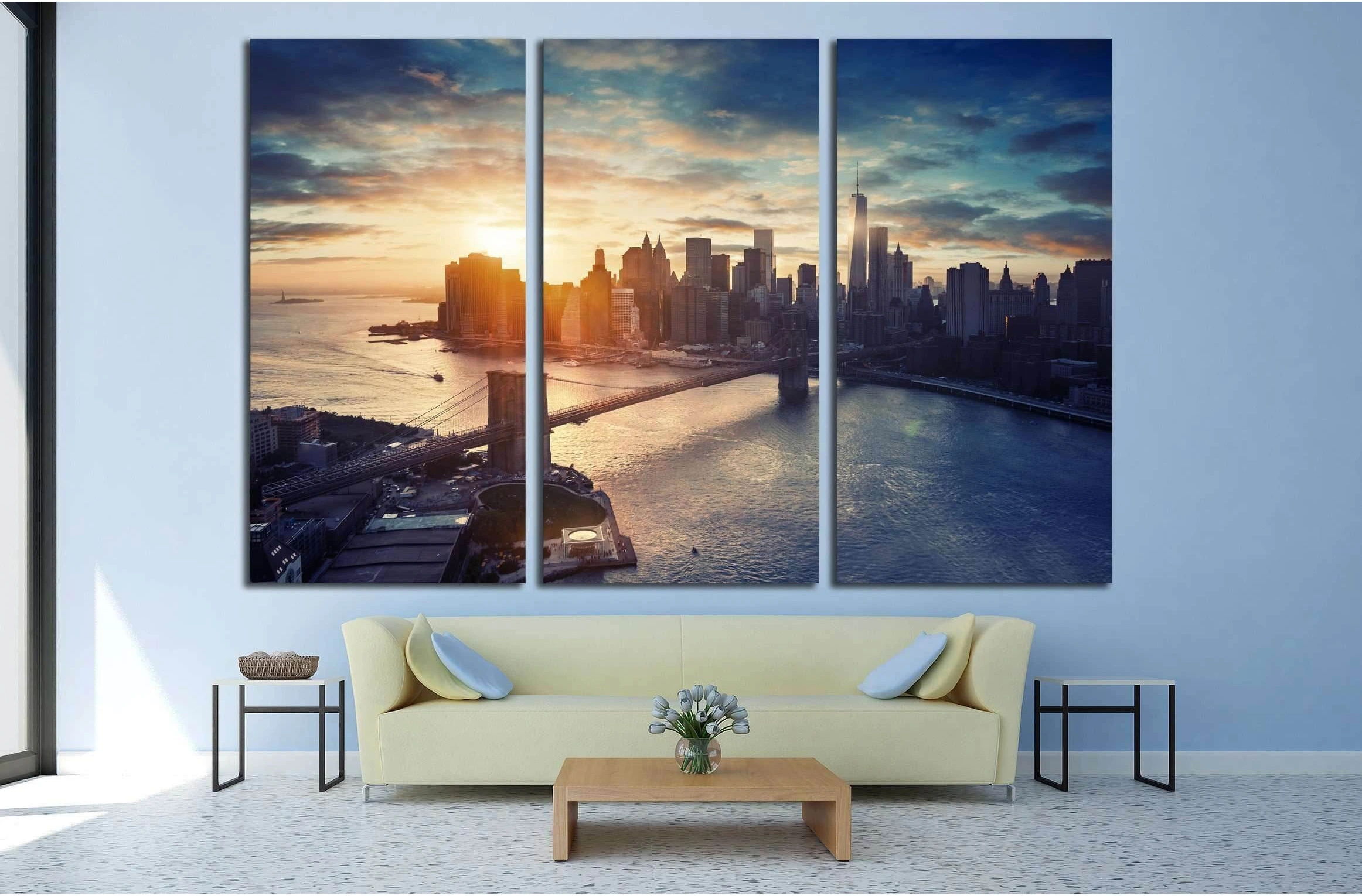 New York City - Manhattan after sunset , beautiful cityscape №2279 Ready to Hang Canvas Print - Zellart Canvas Prints 0_NY_ART, ALL_Products, s-2279