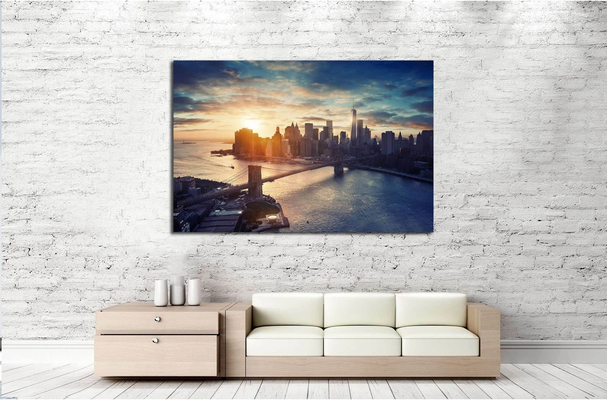 New York City - Manhattan after sunset , beautiful cityscape №2279 Ready to Hang Canvas Print - Zellart Canvas Prints 0_NY_ART, ALL_Products, s-2279