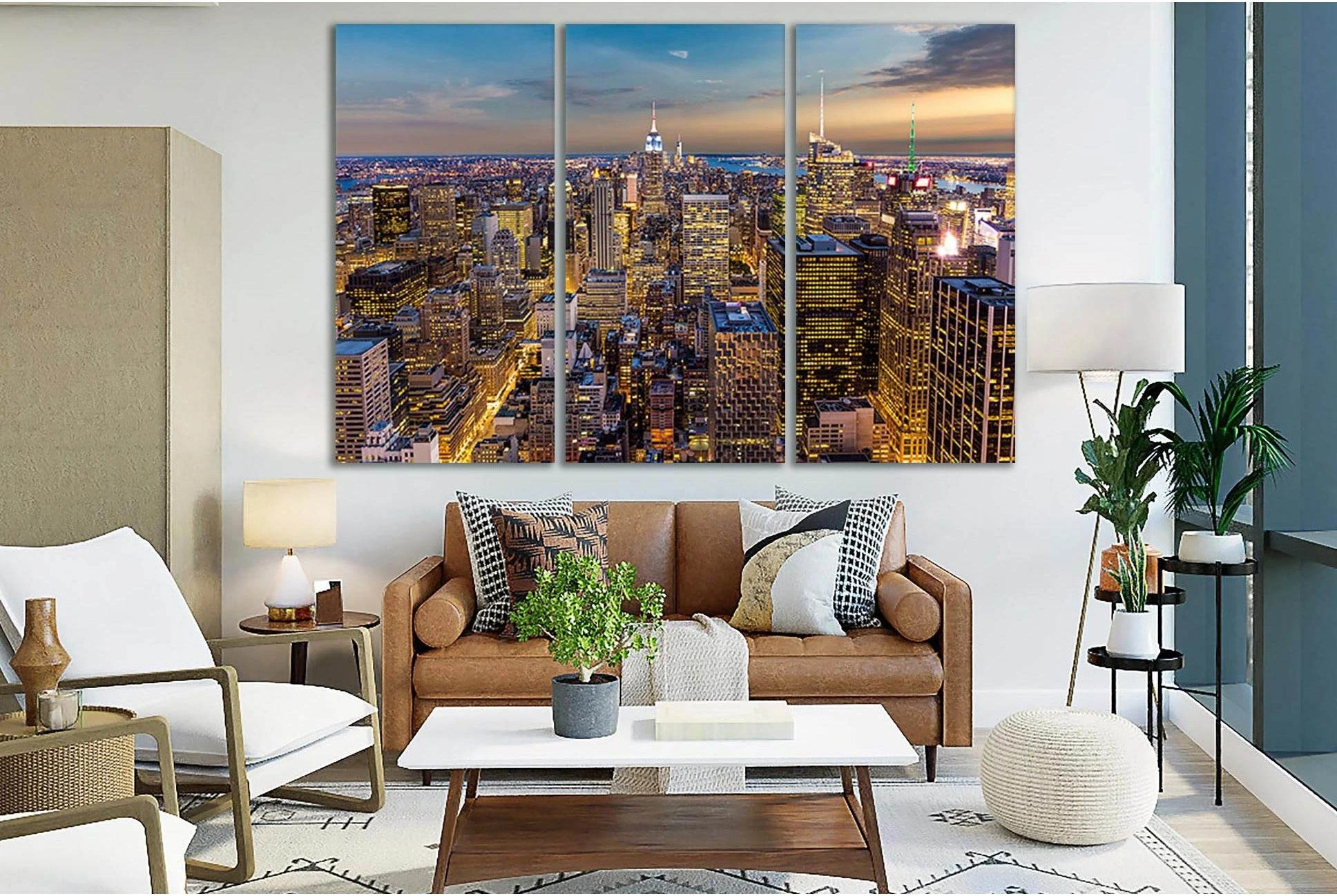 New York City Manhattan Skyline №SL358 Ready to Hang Canvas Print - Zellart Canvas Prints 0_NY_ART, 0new, ALL_Products, Cityscapes & Skylines