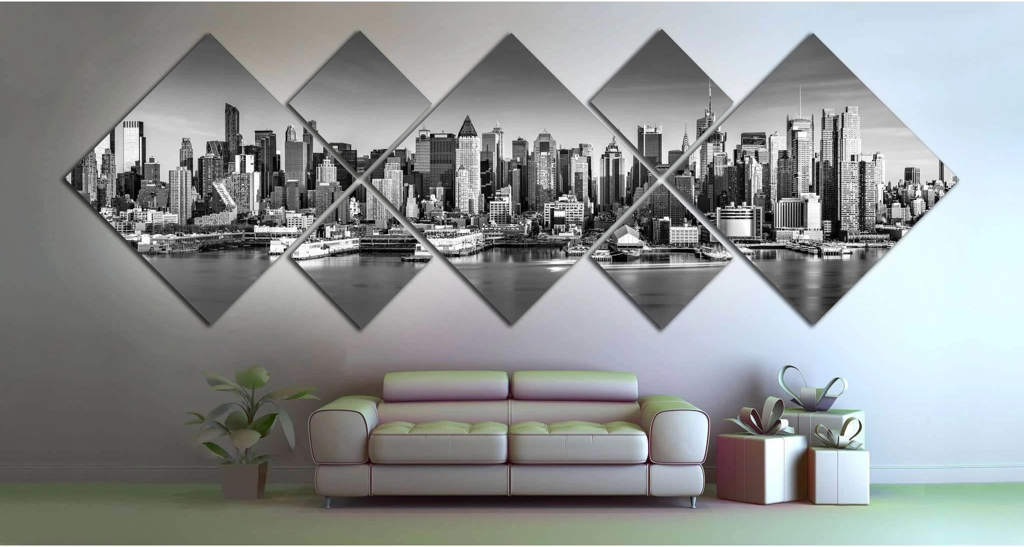 New York City Skyline №1089 Ready to Hang Canvas Print - Zellart Canvas Prints 0_NY_ART, ALL_Products