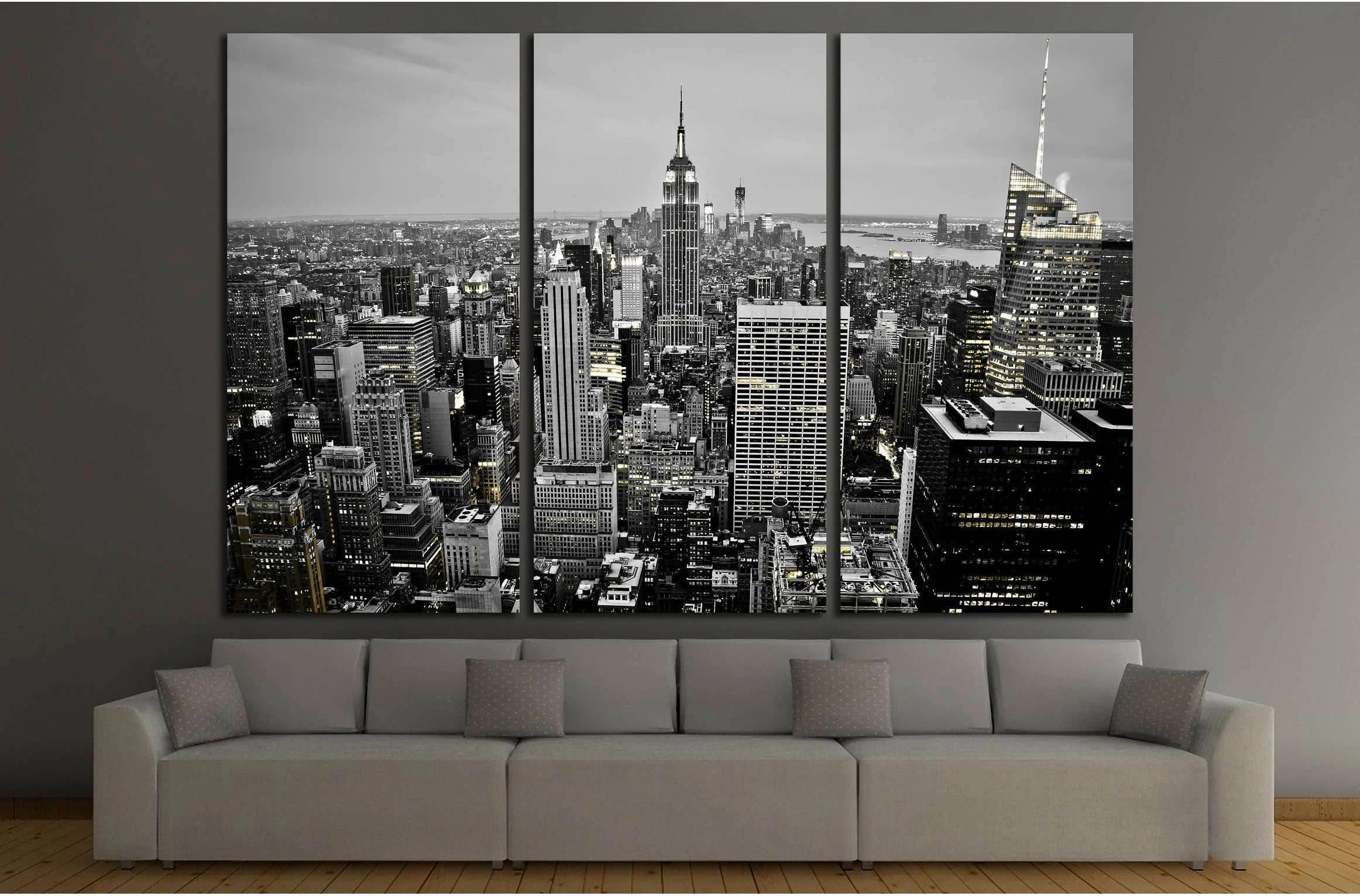 New York City Skyline at Night №2405 Ready to Hang Canvas Print - Zellart Canvas Prints 0_NY_ART, ALL_Products, s-2405