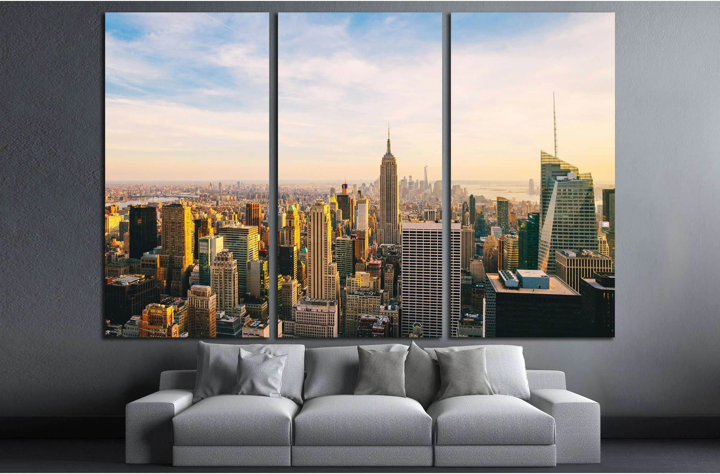 New York City skyline at sunset №3014 Ready to Hang Canvas Print - Zellart Canvas Prints 0_NY_ART, ALL_Products, s-3014