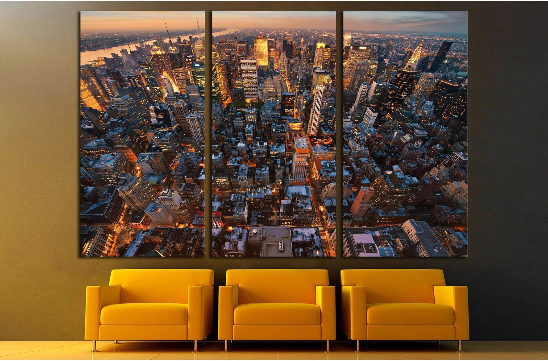 New York City skyline at sunset NewYork №2639 Ready to Hang Canvas Print - Zellart Canvas Prints 0_NY_ART, ALL_Products, s-2639