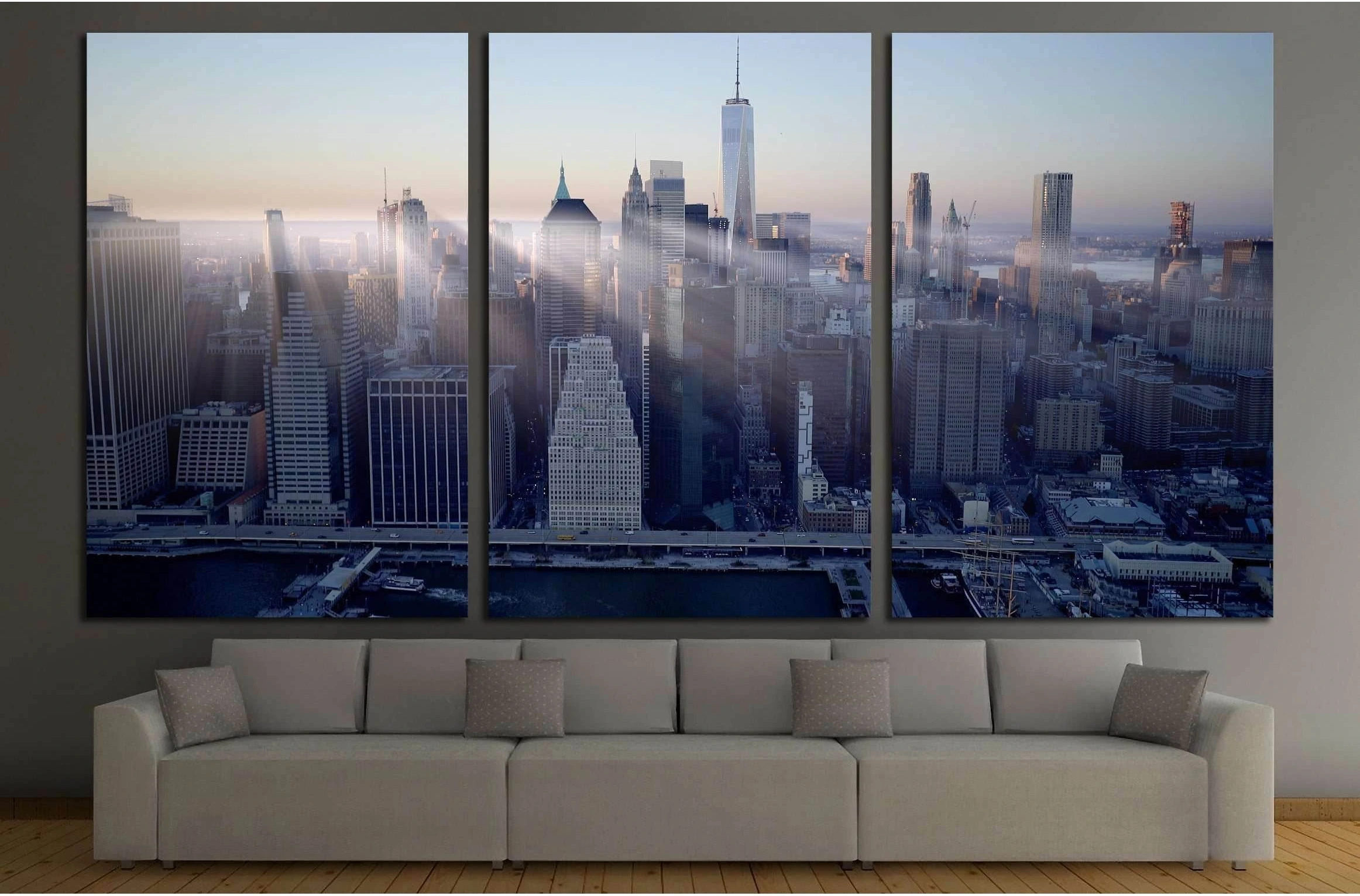 New York city skyline cityscape background №3048 Ready to Hang Canvas Print - Zellart Canvas Prints 0_NY_ART, ALL_Products, s-3048