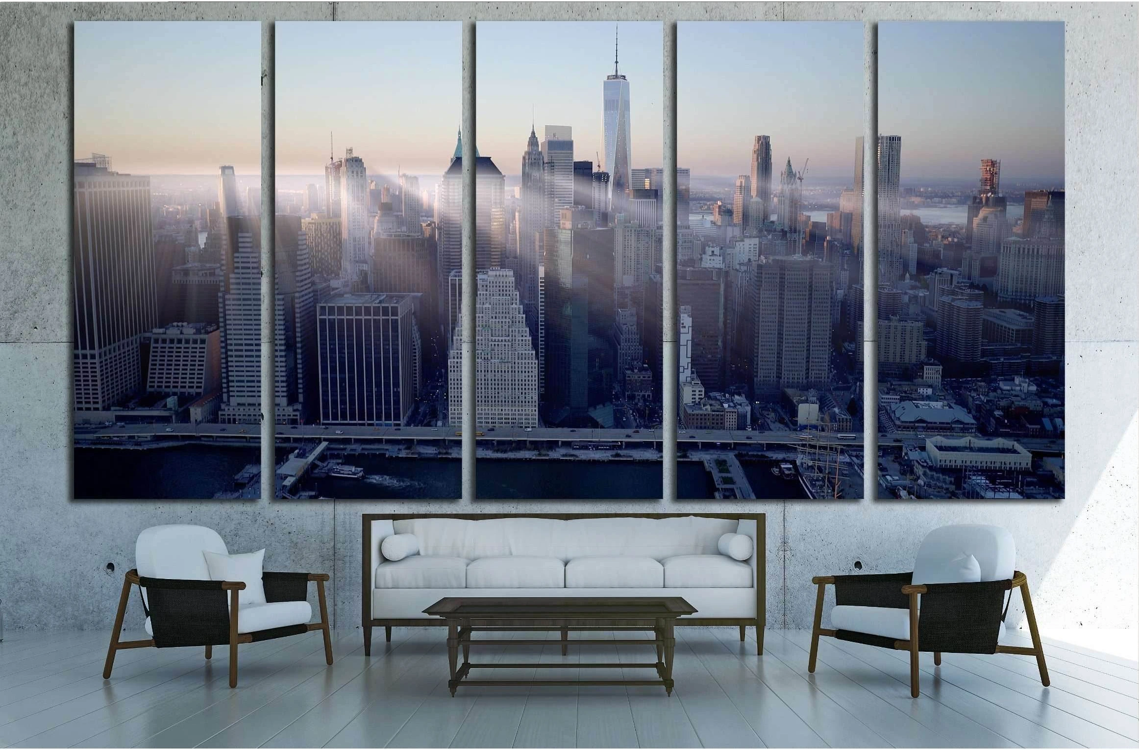 New York city skyline cityscape background №3048 Ready to Hang Canvas Print - Zellart Canvas Prints 0_NY_ART, ALL_Products, s-3048