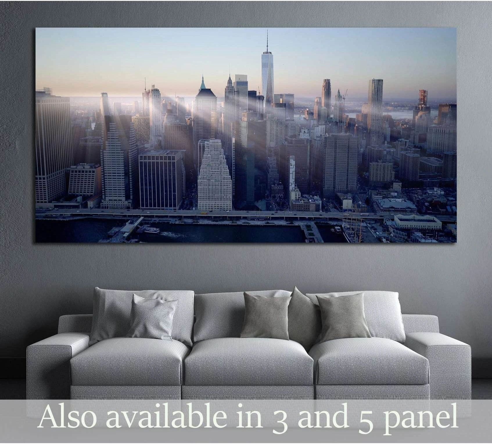 New York city skyline cityscape background №3048 Ready to Hang Canvas Print - Zellart Canvas Prints 0_NY_ART, ALL_Products, s-3048