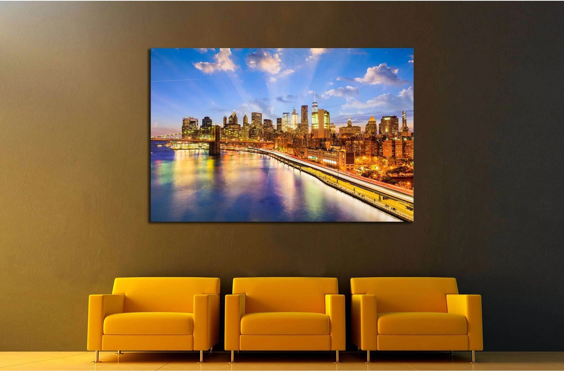 New York City skyline over the East River №2981 Ready to Hang Canvas Print - Zellart Canvas Prints 0_NY_ART, ALL_Products, s-2981