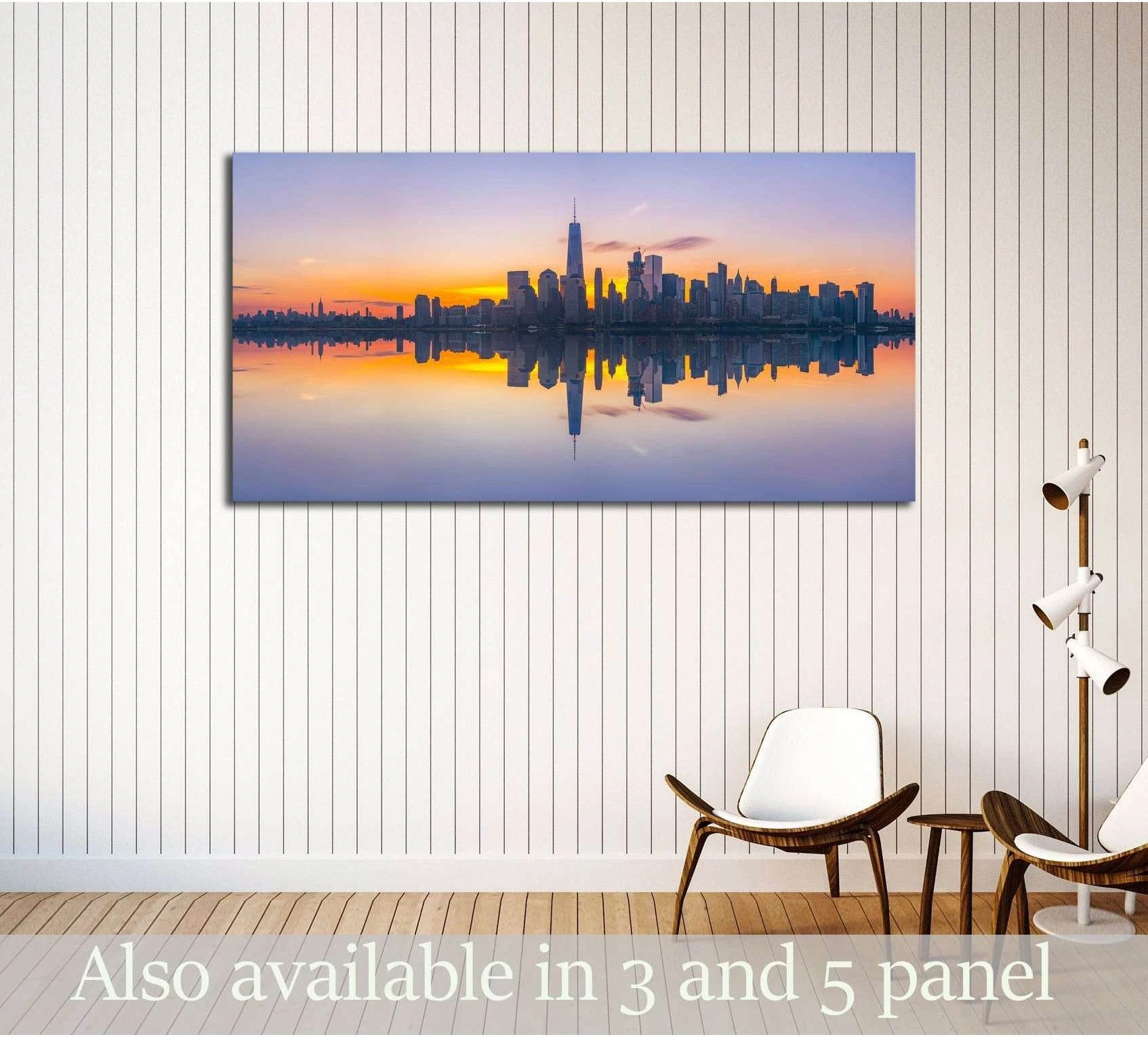 New York City Skyline Reflections at sunrise №3059 Ready to Hang Canvas Print - Zellart Canvas Prints 0_NY_ART, ALL_Products, s-3059