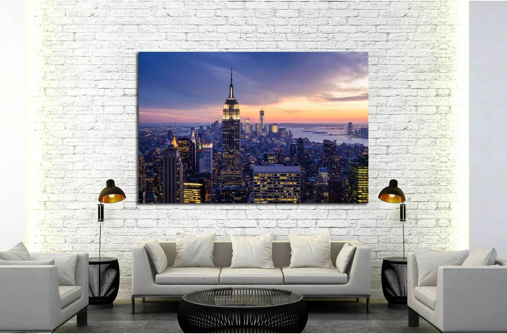 New York City with skyscrapers at sunset №2037 Ready to Hang Canvas Print - Zellart Canvas Prints 0_NY_ART, ALL_Products, s-2037