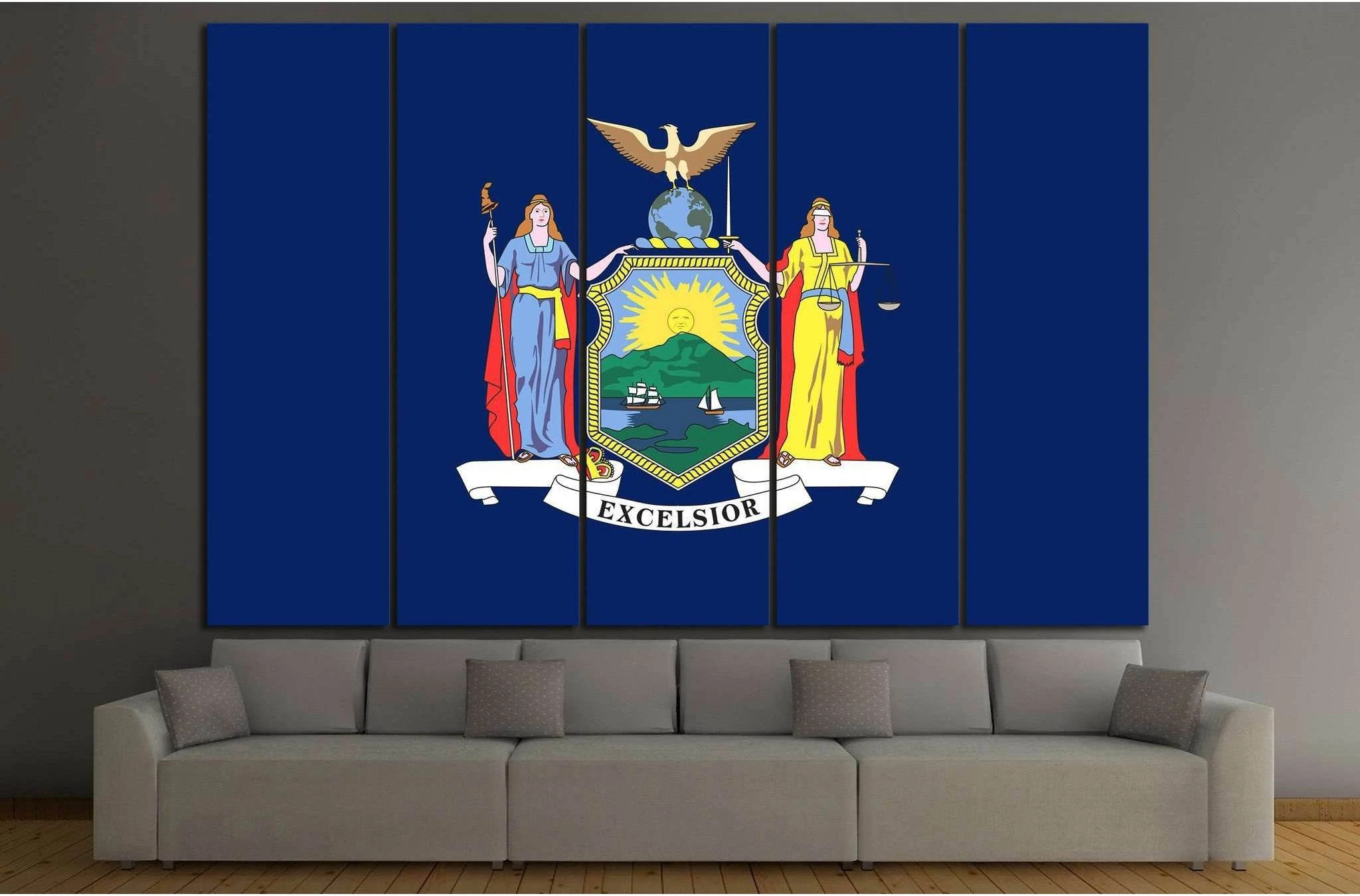 New York state flag №681 Ready to Hang Canvas Print - Zellart Canvas Prints 0_NY_ART, ALL_Products, s-681